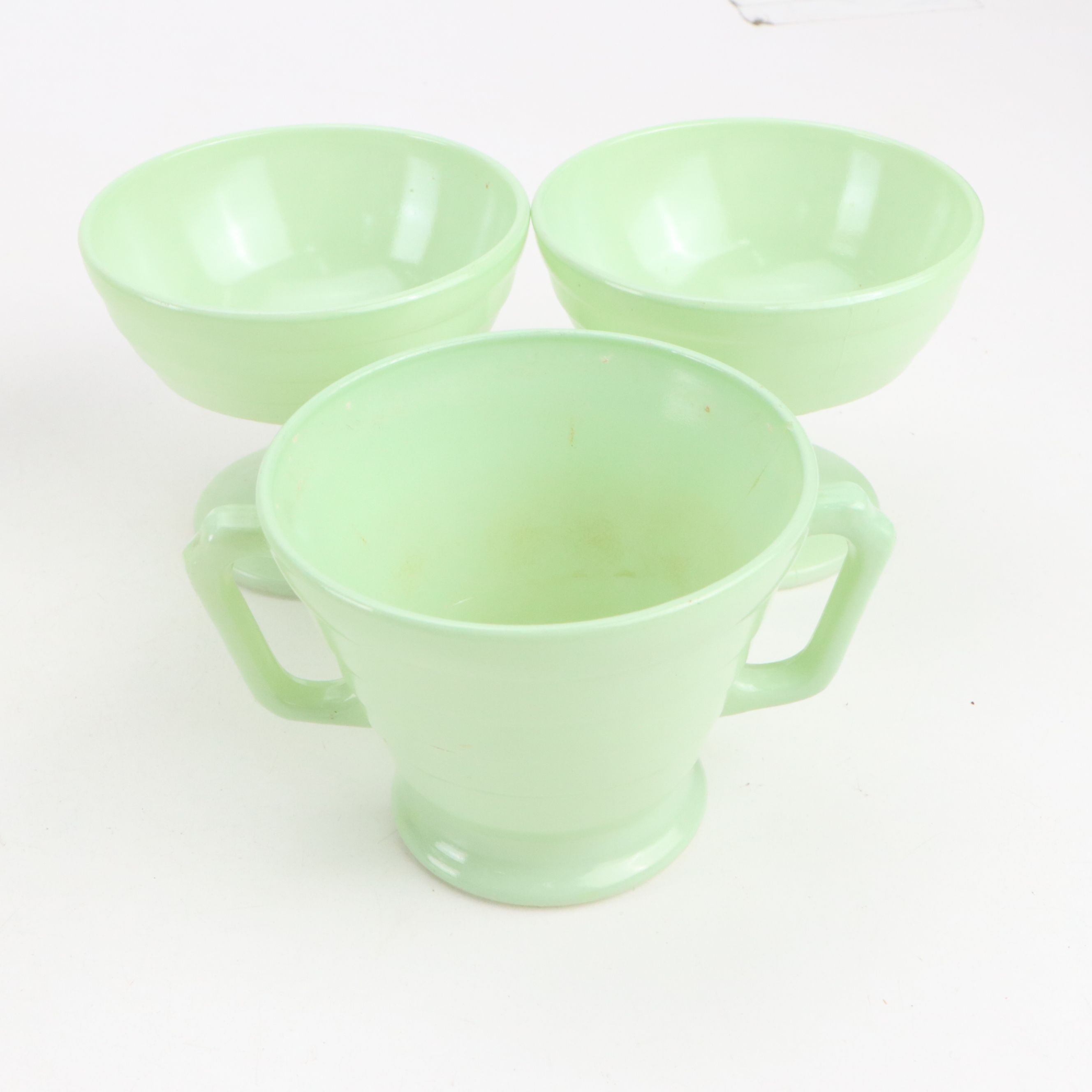 Hazel Atlas Platonite Glass Sherbet Glasses with Serving Pieces, Mid-20th C.