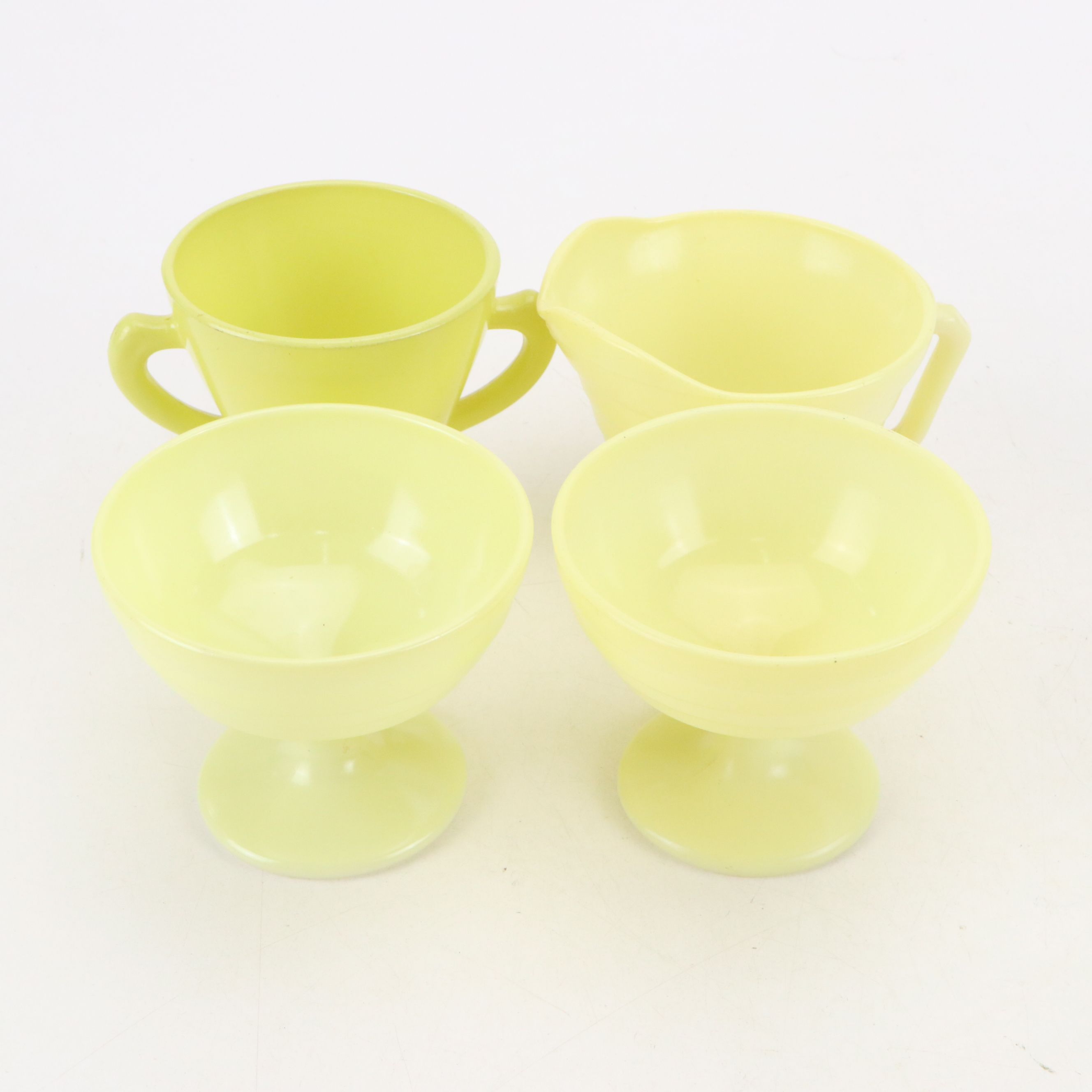 Hazel Atlas Platonite Glass Sherbet Glasses with Serving Pieces, Mid-20th C.