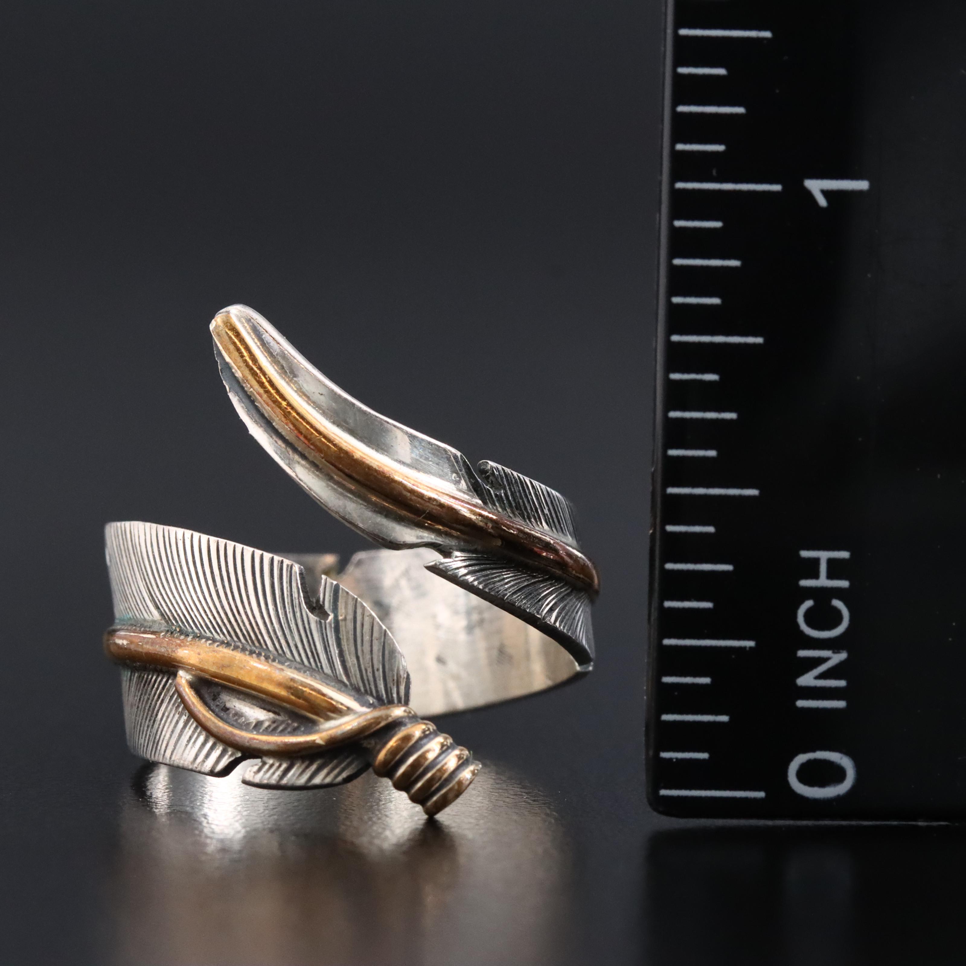 Southwestern Sterling Feather Wrap Ring and Inlay Bands
