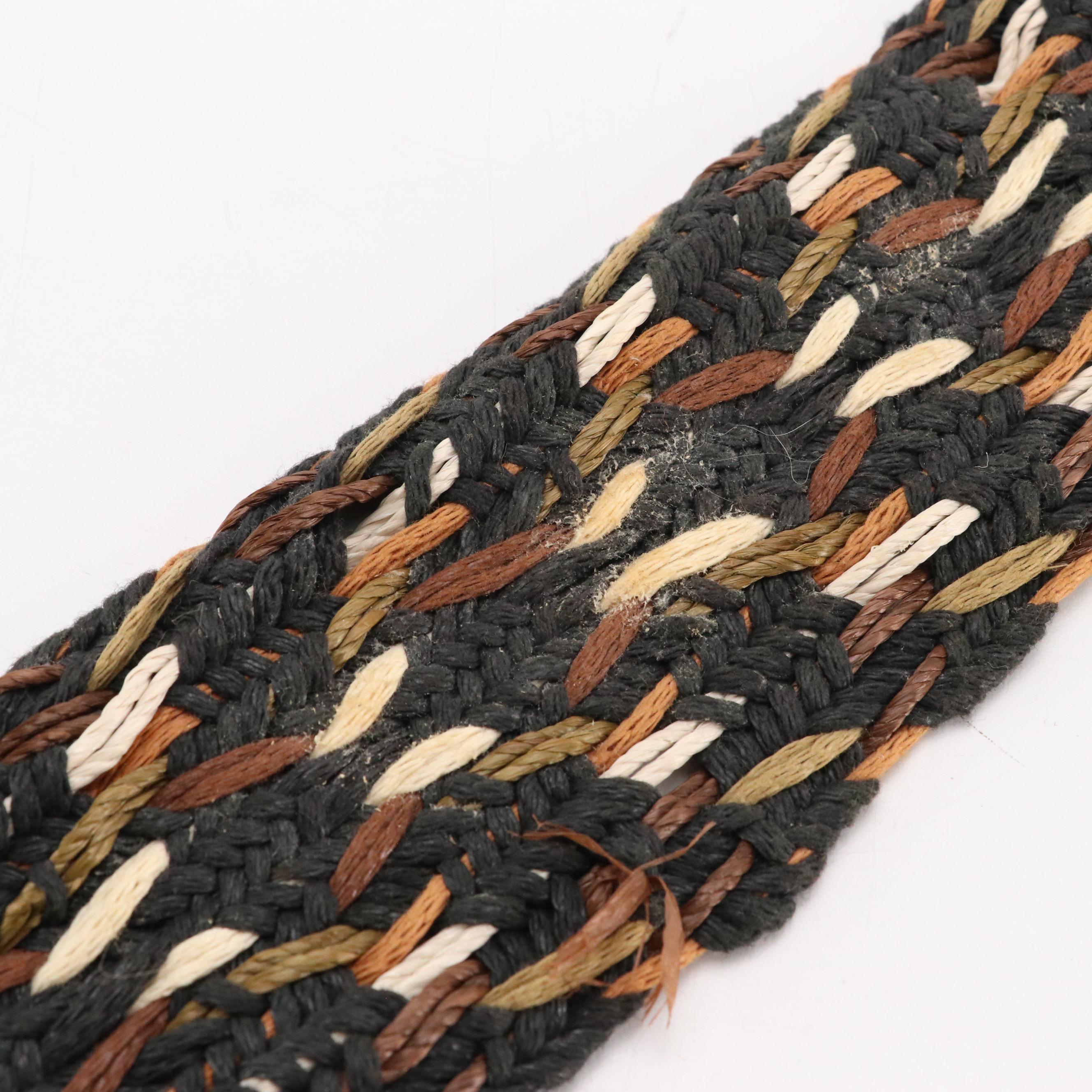 Vintage Embellished Leather & Braided Fabric Belts Featuring Barcelona, Leonardo