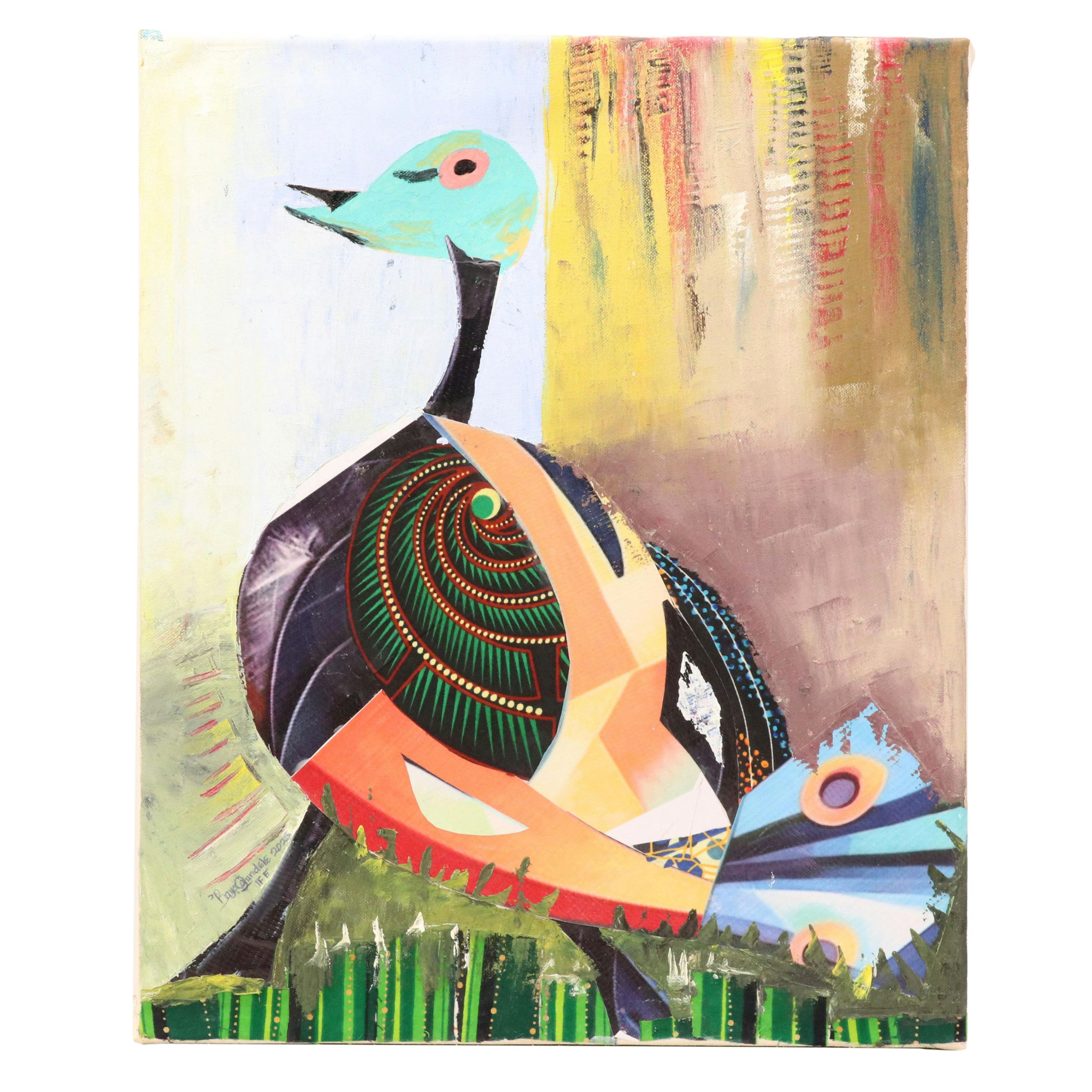 Bayo Ogundele Stylized Mixed Media Collage "Duck," 2025