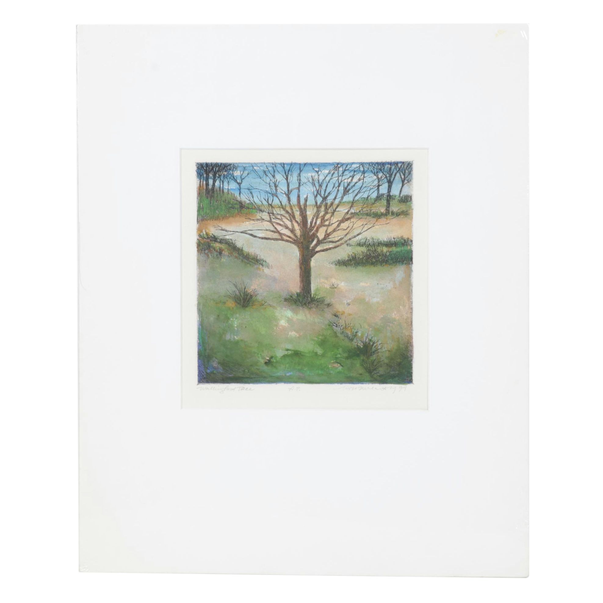 William McCarthy Hand-Colored Intaglio Print "Wallingford Tree", 1994