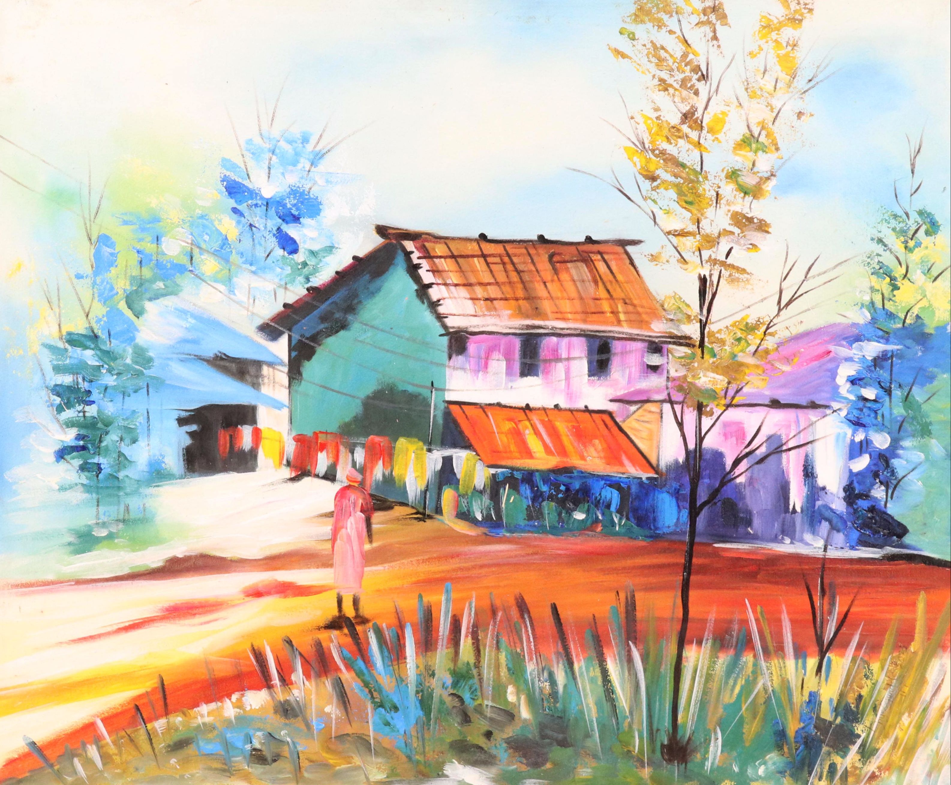 Bayo Ogundele Stylized Oil Painting "Modern City," 2025