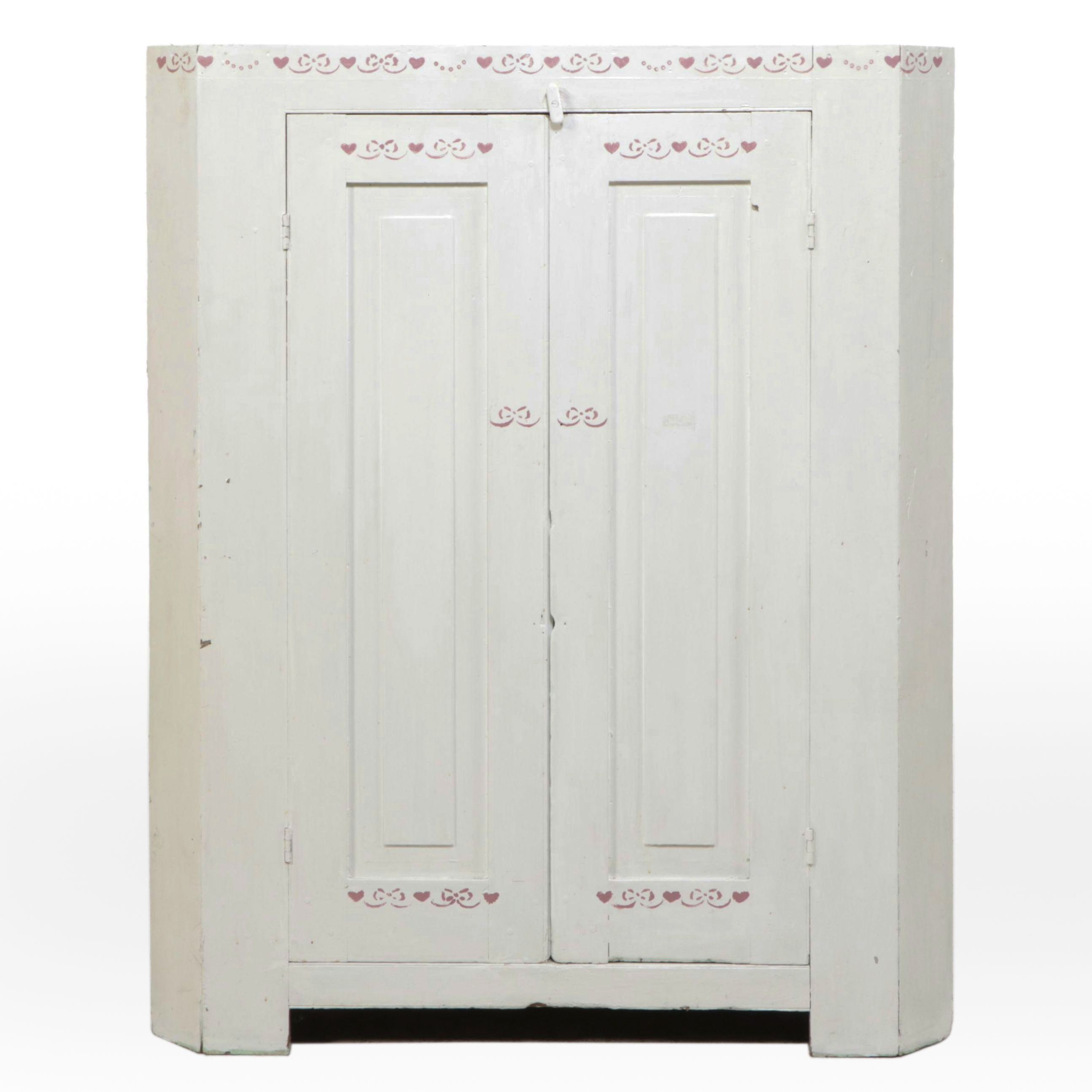 White Painted Wood Corner Cabinet
