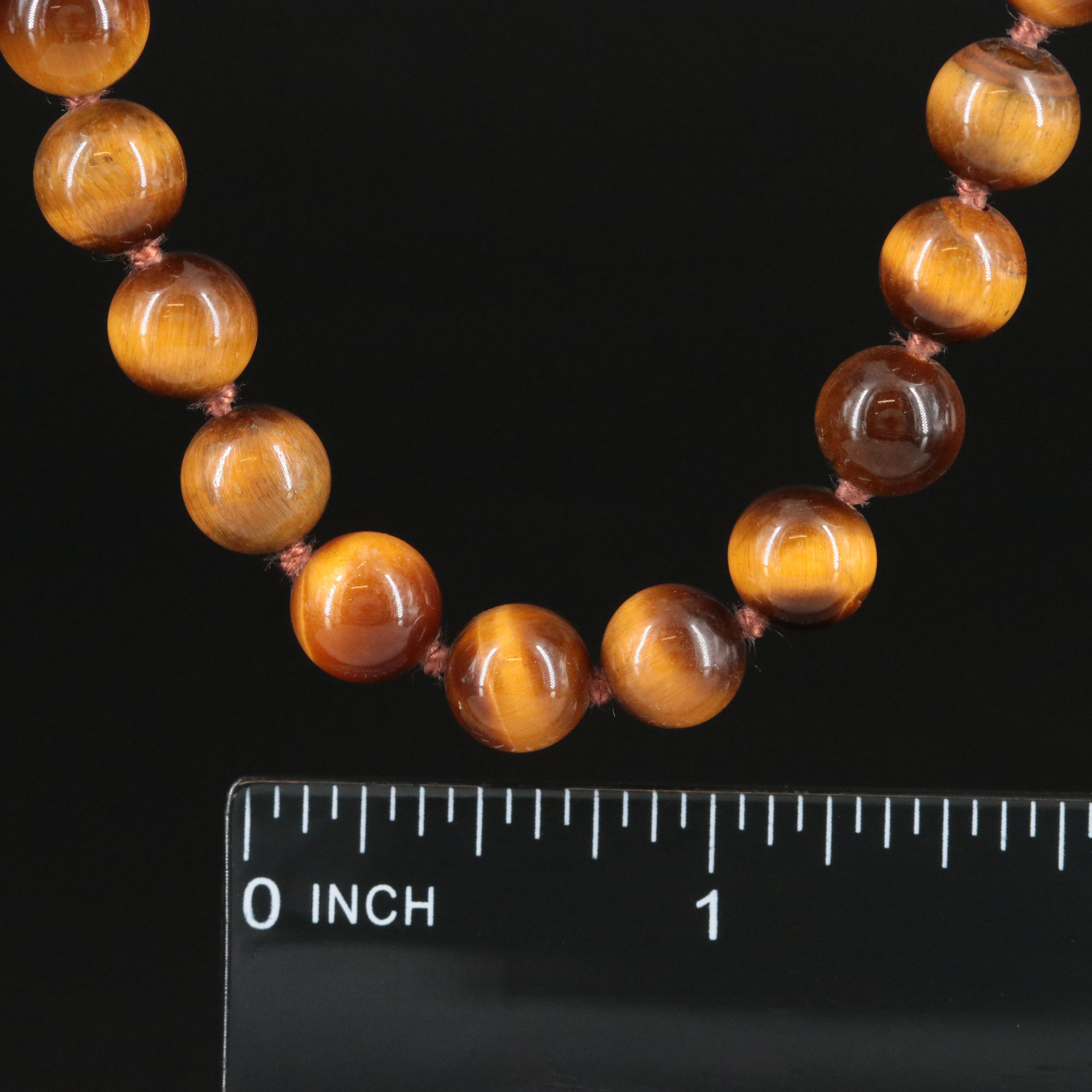Tiger's Eye Bead Necklace with 14K Clasp