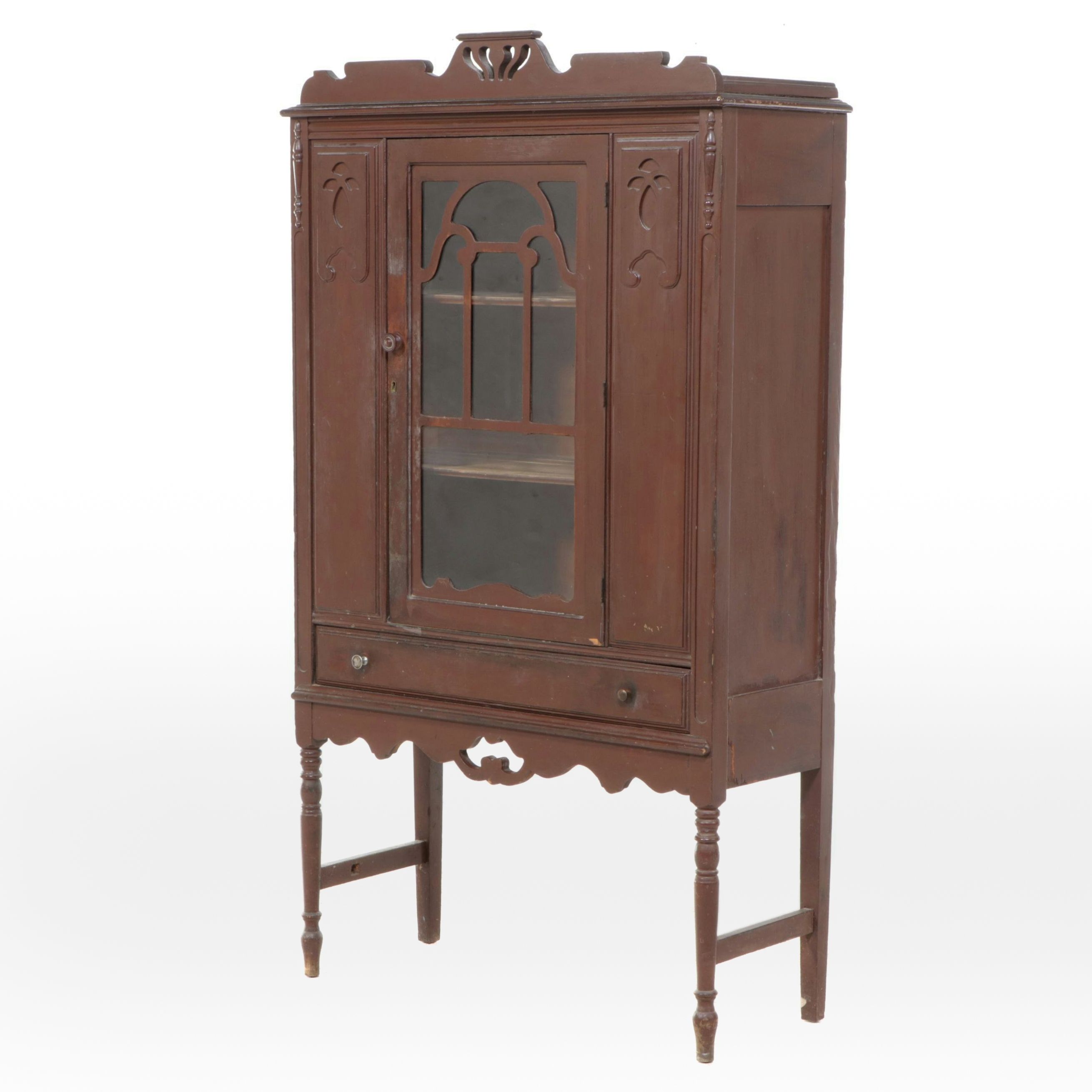 Jacobean Revival Mahogany Finish China Cabinet