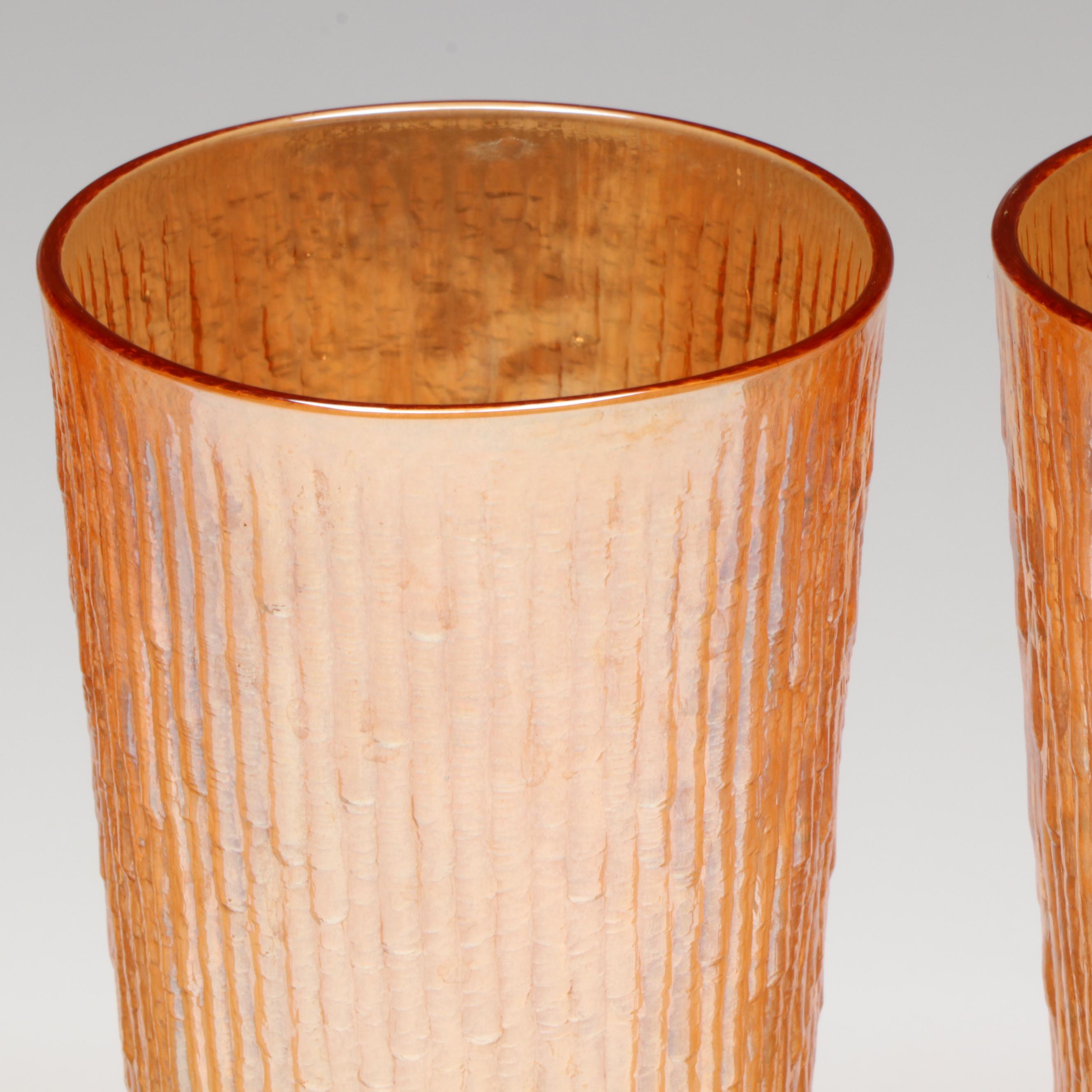 Jeannette " Tree Bark Marigold" Glass Pitcher and Tumblers, 20th Century