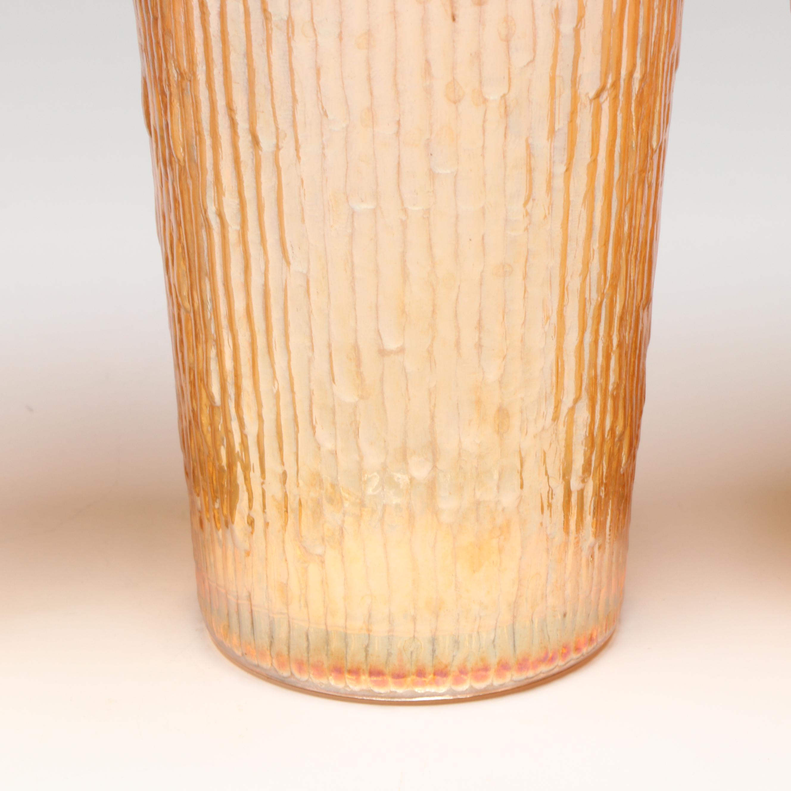 Jeannette " Tree Bark Marigold" Glass Pitcher and Tumblers, 20th Century