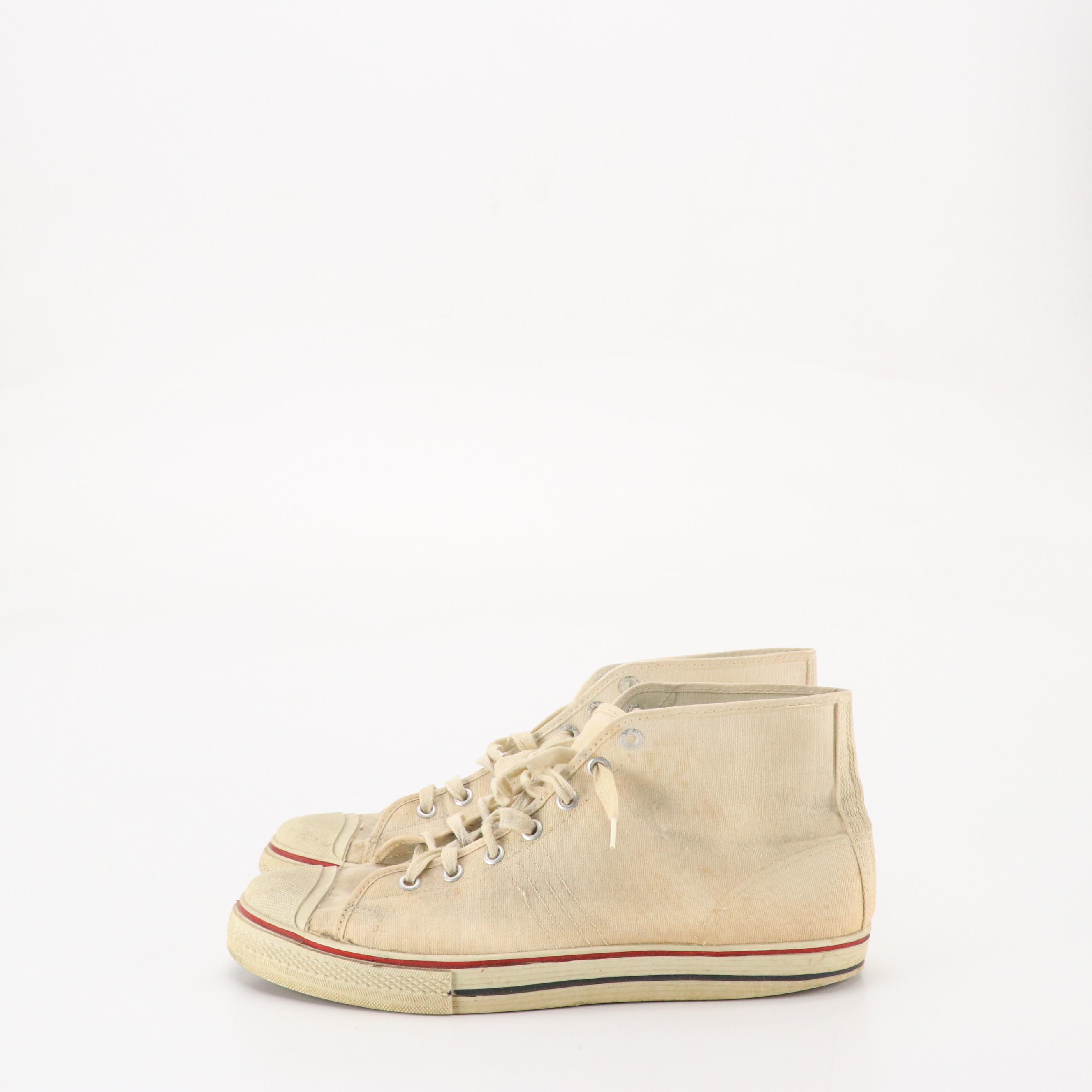 Men's Pro-League Vintage Canvas High-Top Basketball Sneakers, 1960s/70s