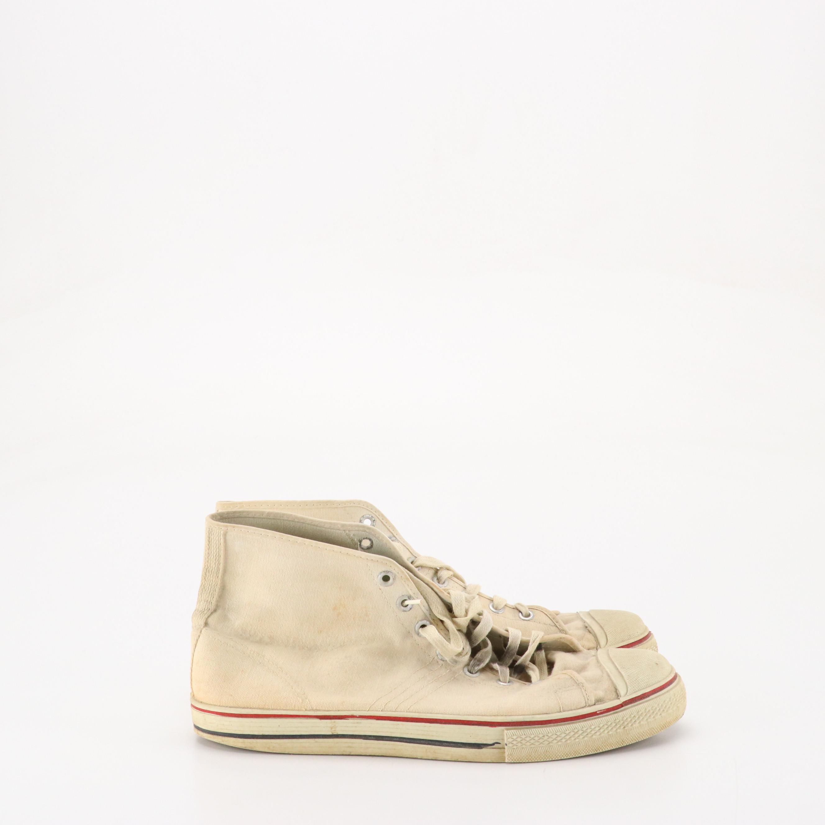 Men's Pro-League Vintage Canvas High-Top Basketball Sneakers, 1960s/70s