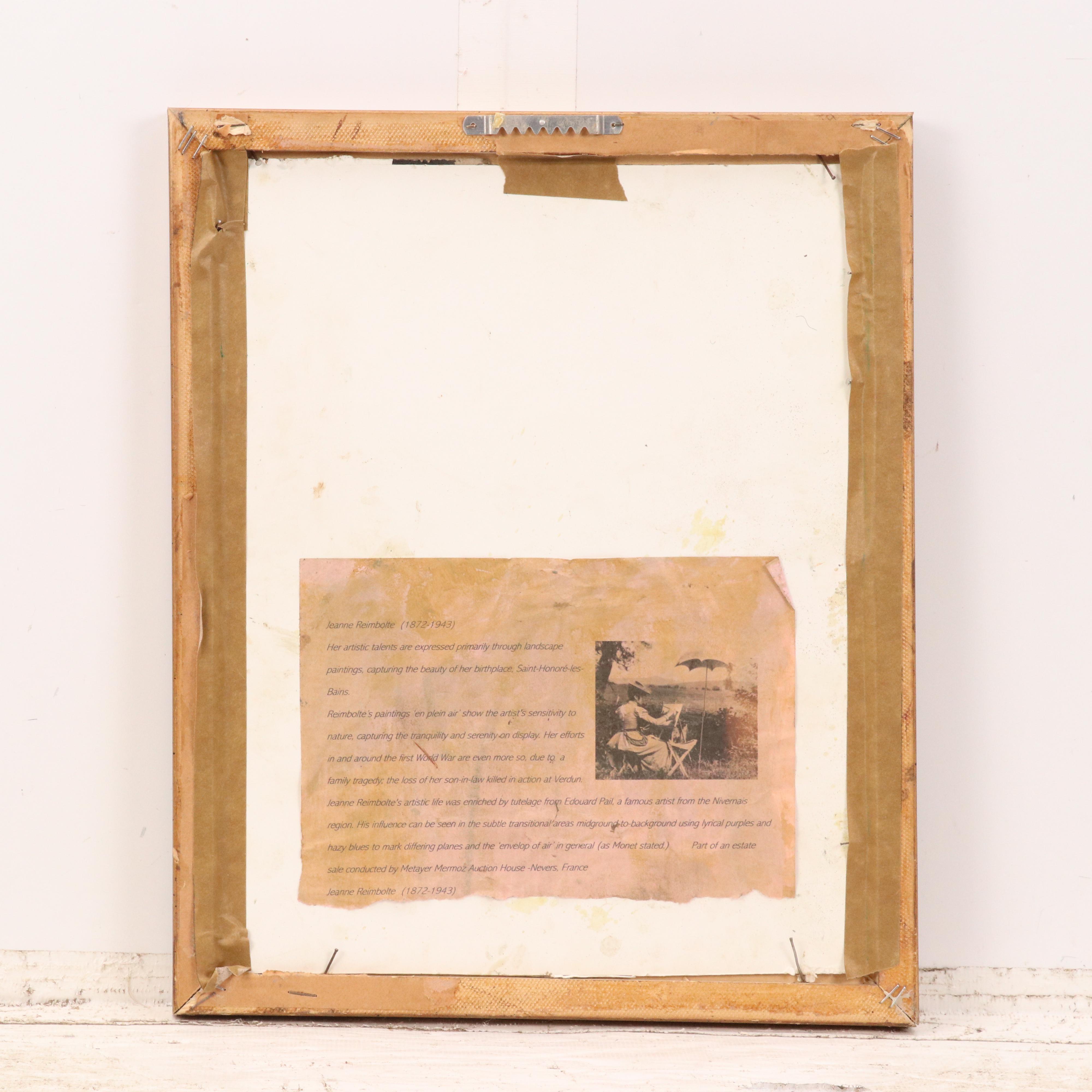 Jeanne Reimbolte Plein Air Landscape Oil Painting, Early 20th Century