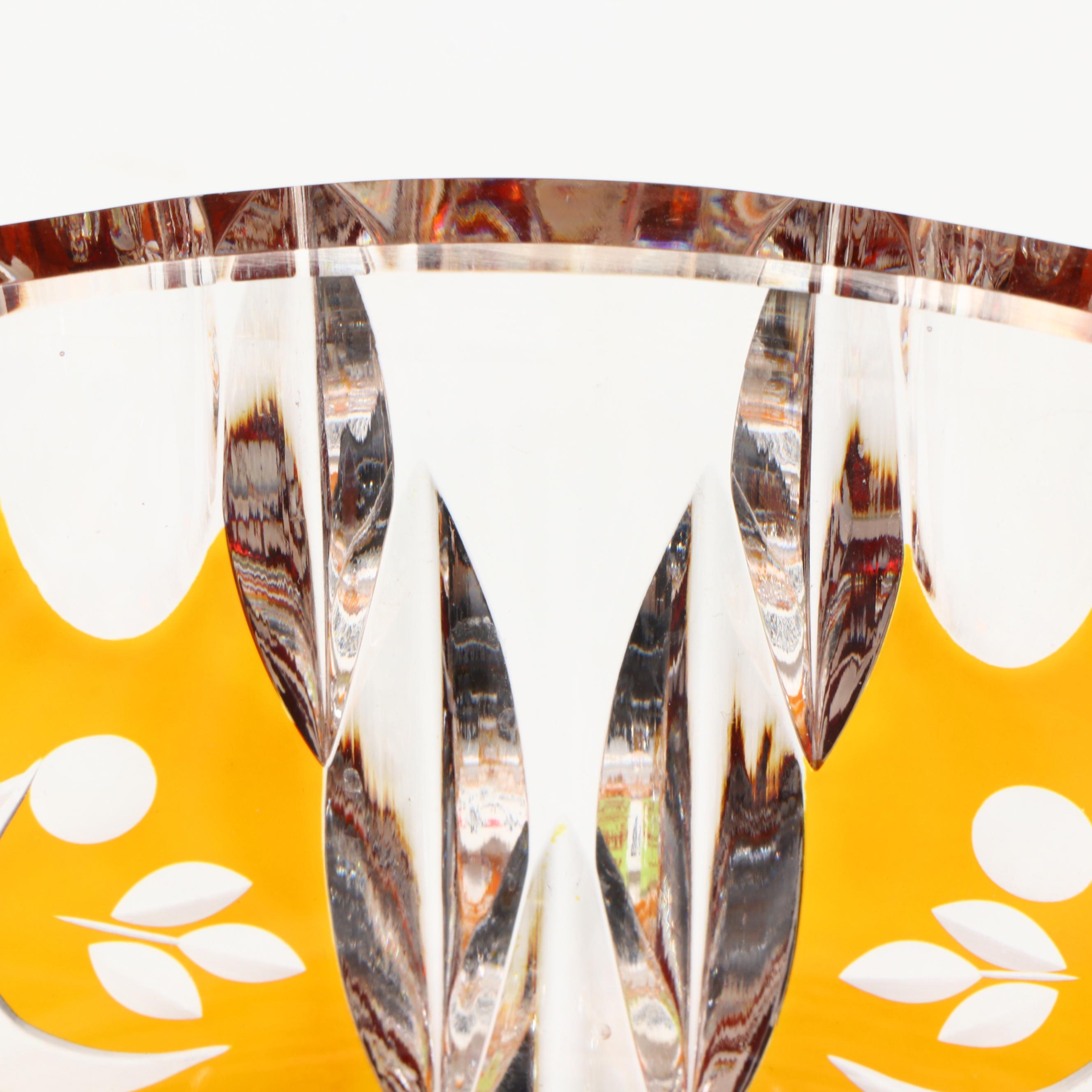 Bohemian Style Crystal Yellow Cut to Clear Bowl