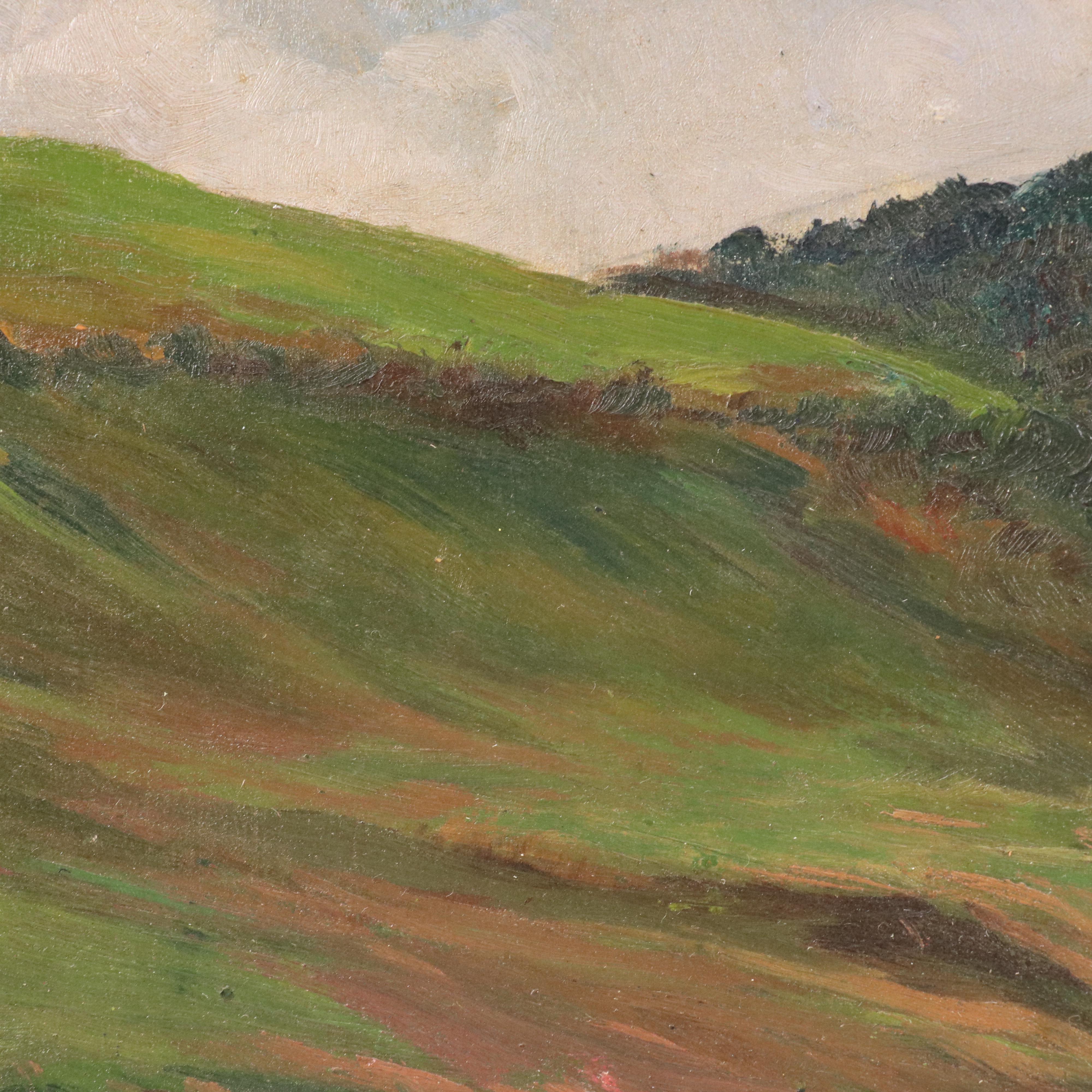 Attributed to Marie Martelli-Chautard Landscape Oil Painting, Early 20th Century