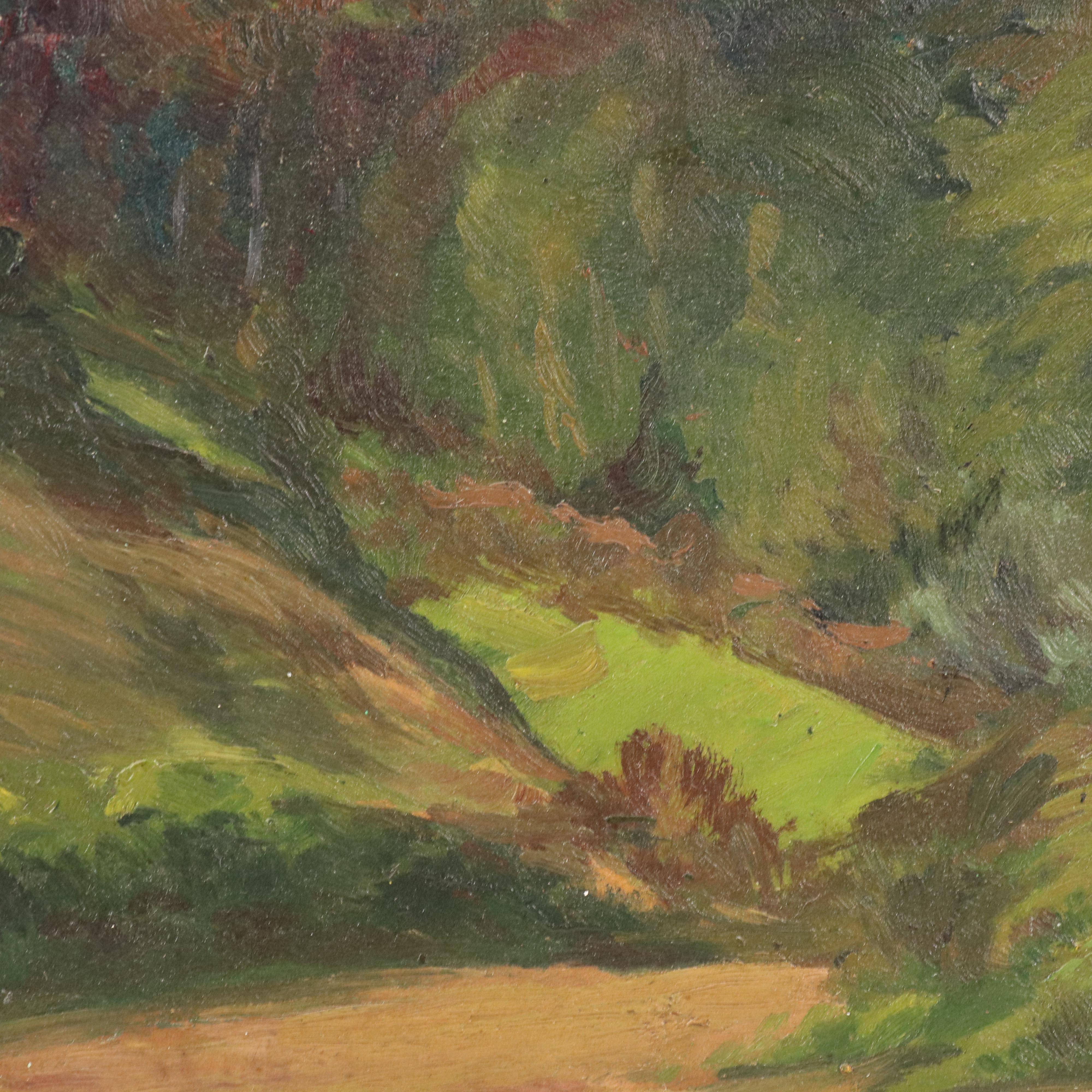 Attributed to Marie Martelli-Chautard Landscape Oil Painting, Early 20th Century