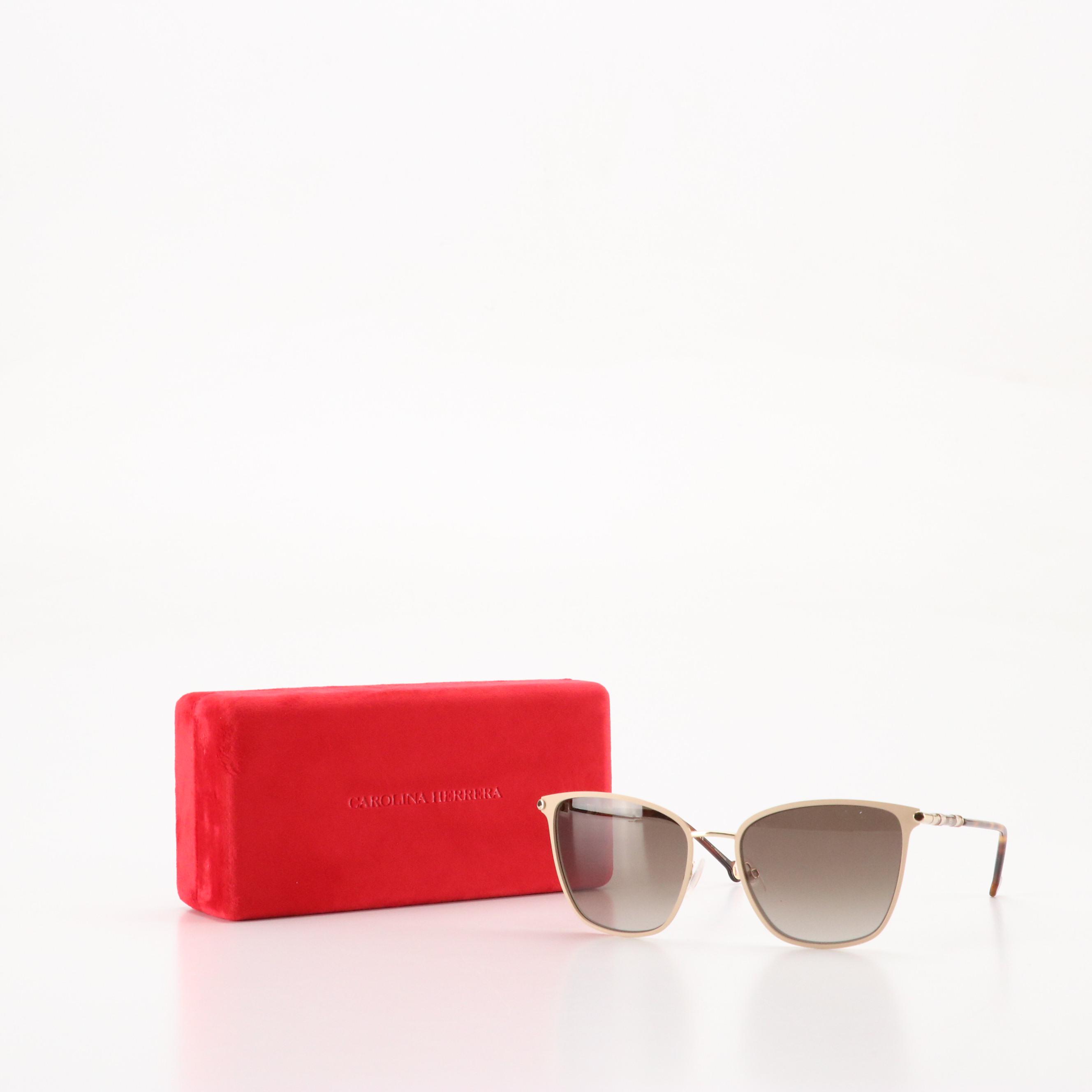 Carolina Herrera CH0030/S Rectangular Modified Cat-Eye Sunglasses with Case