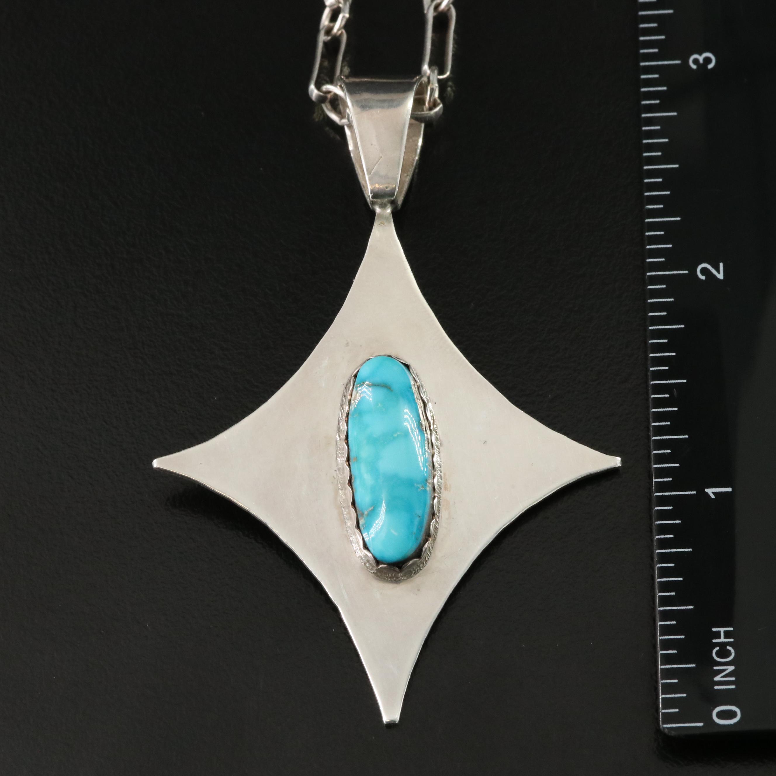Southwestern Sterling Necklaces with Turquoise and Larimar