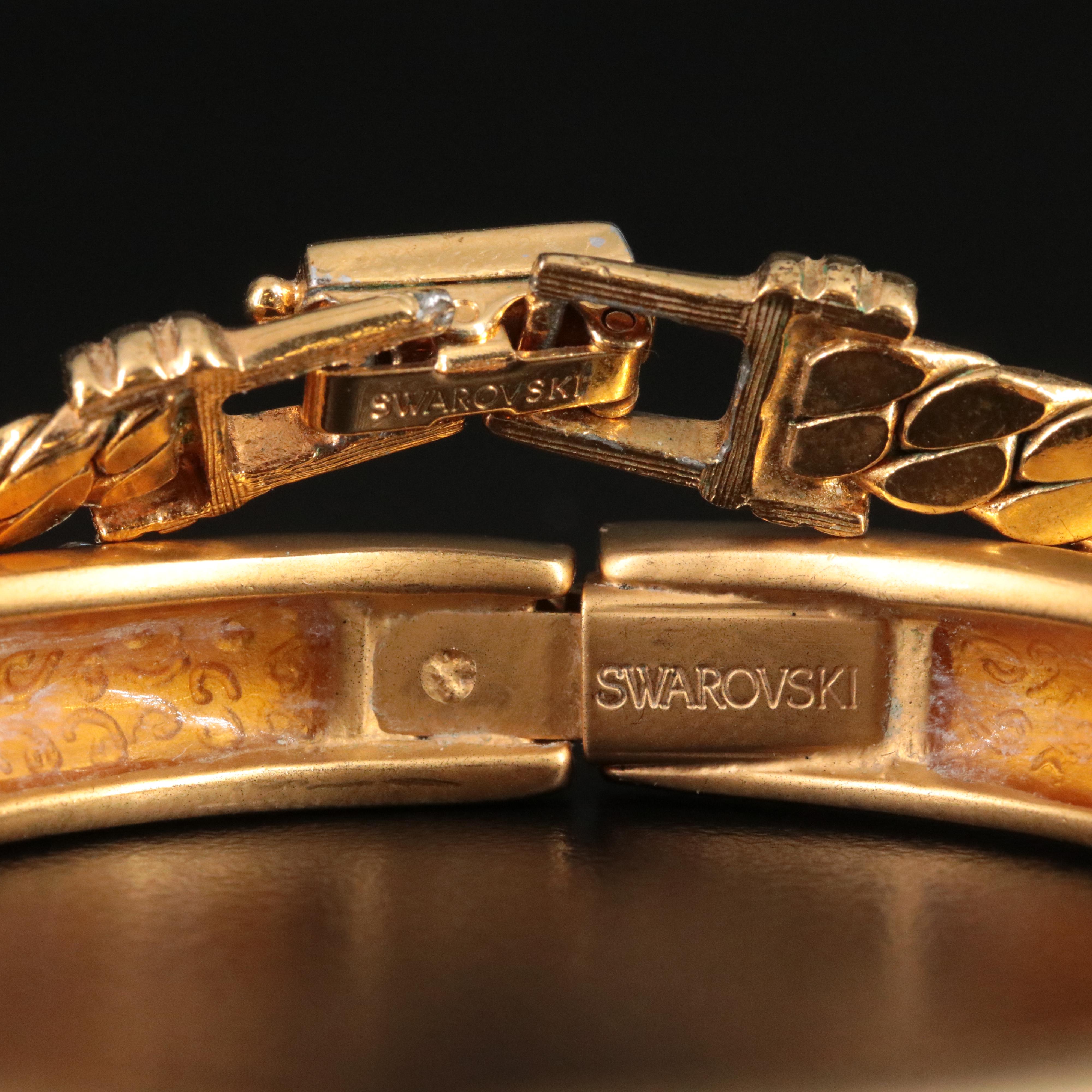 Swarovski Crystal Accented Hinged Bangle and Necklace Set