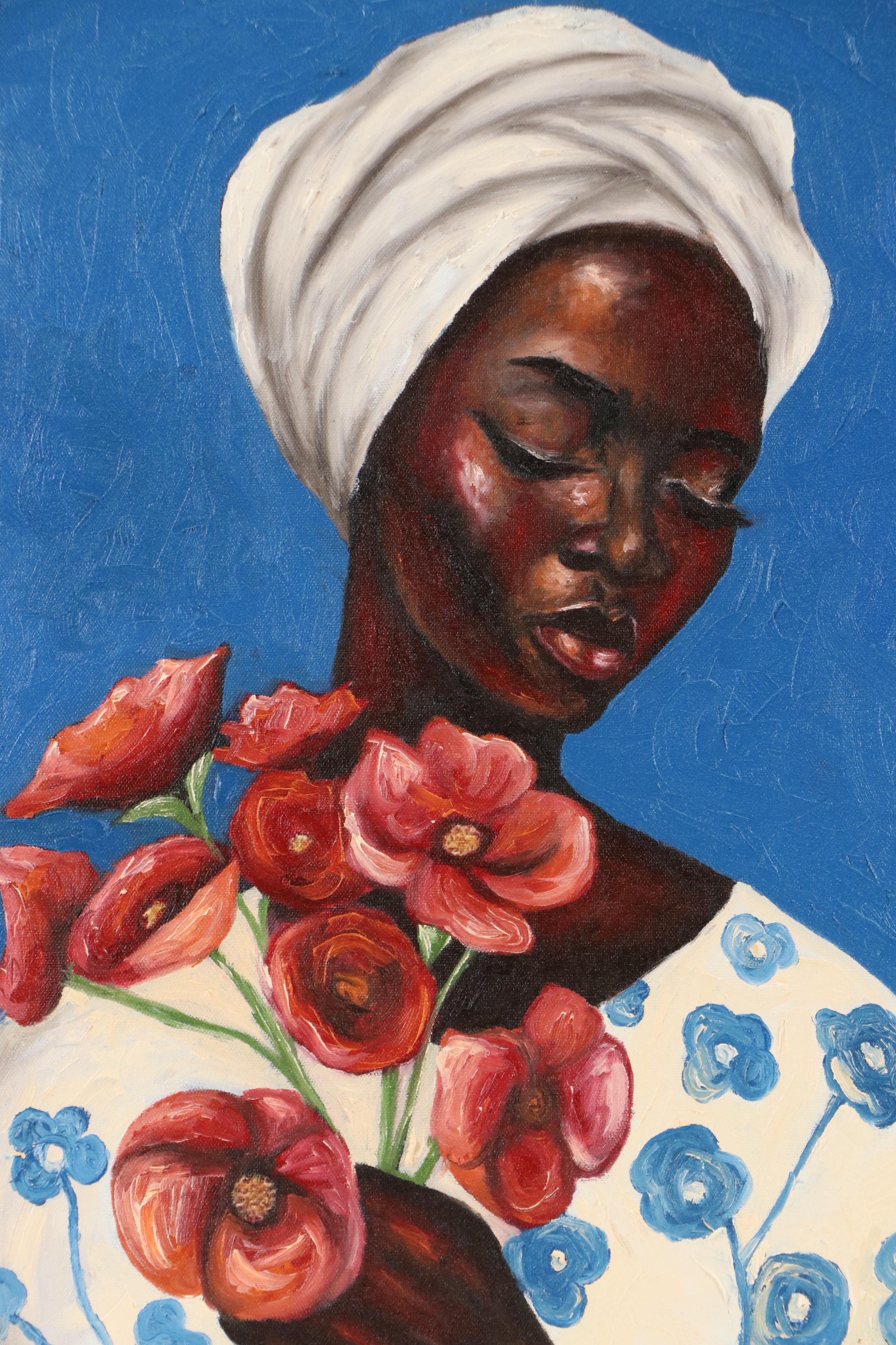 Oluwakemi Omowaire Oil Portrait "The Beautiful One," 21st Century