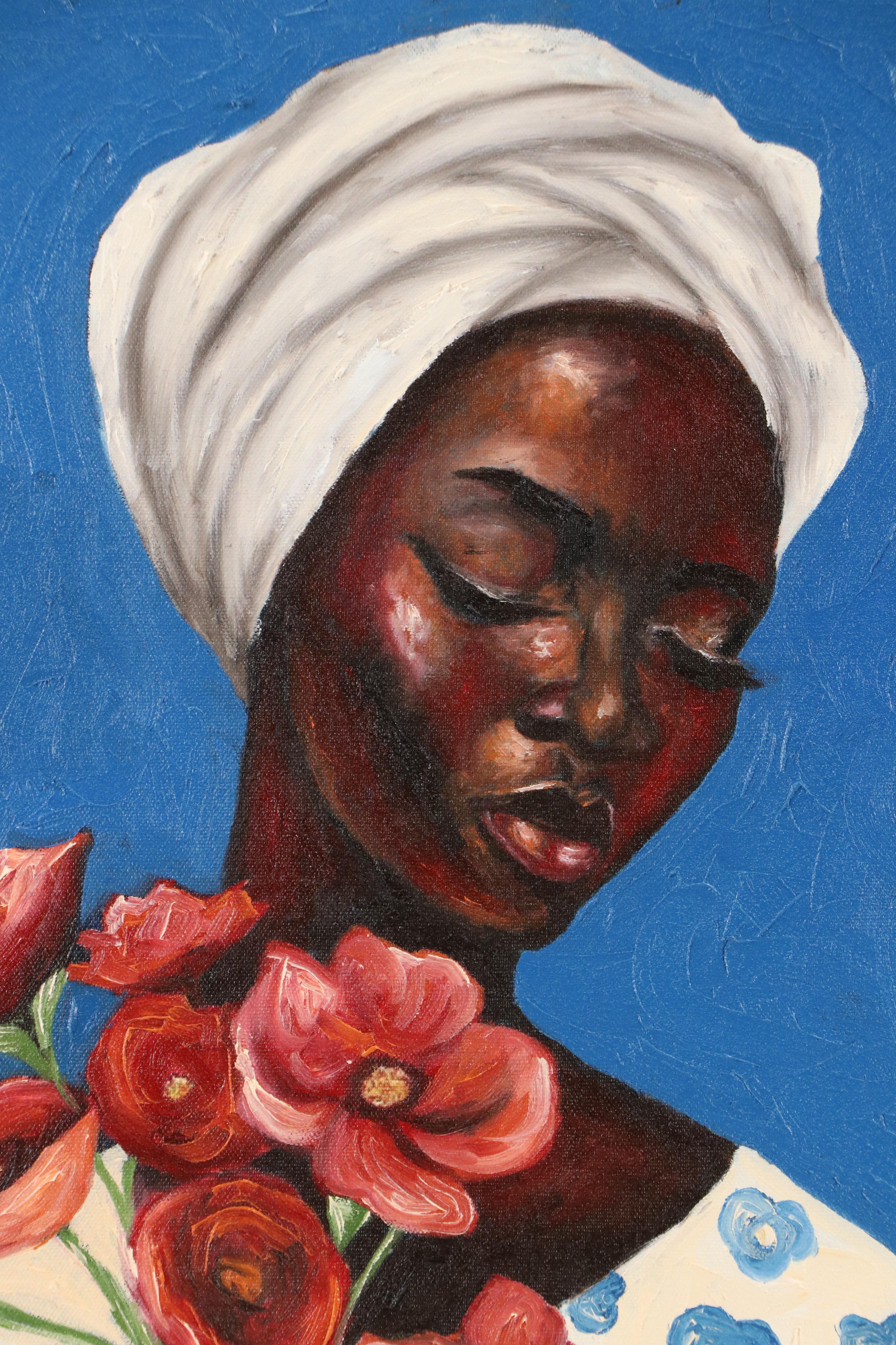 Oluwakemi Omowaire Oil Portrait "The Beautiful One," 21st Century