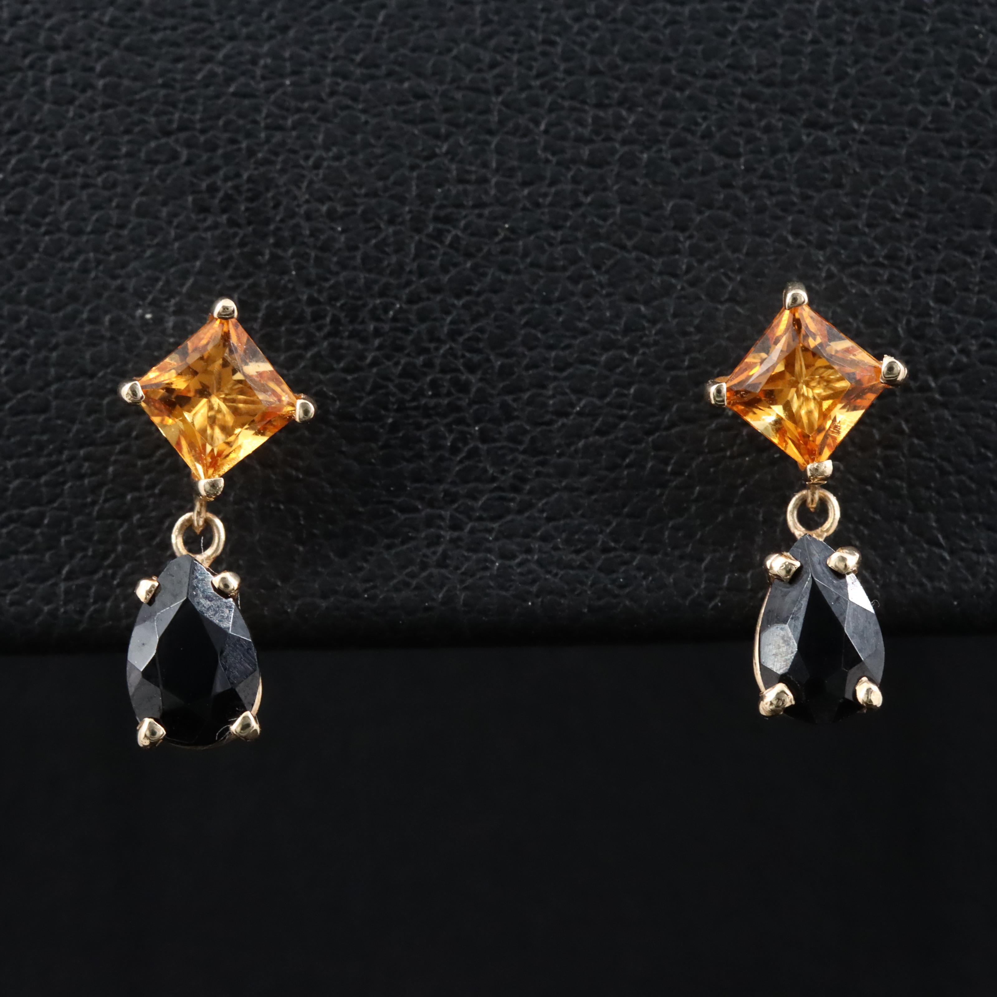 14K Citrine and Black Onyx Earrings