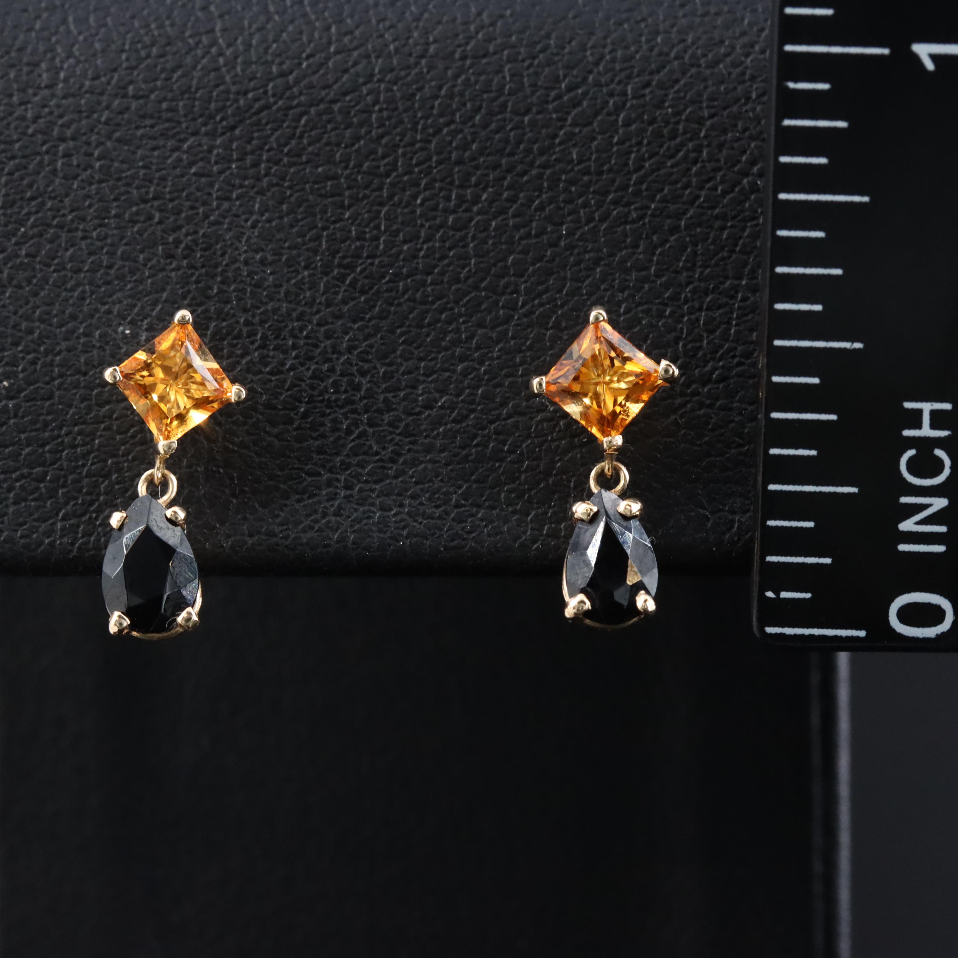14K Citrine and Black Onyx Earrings