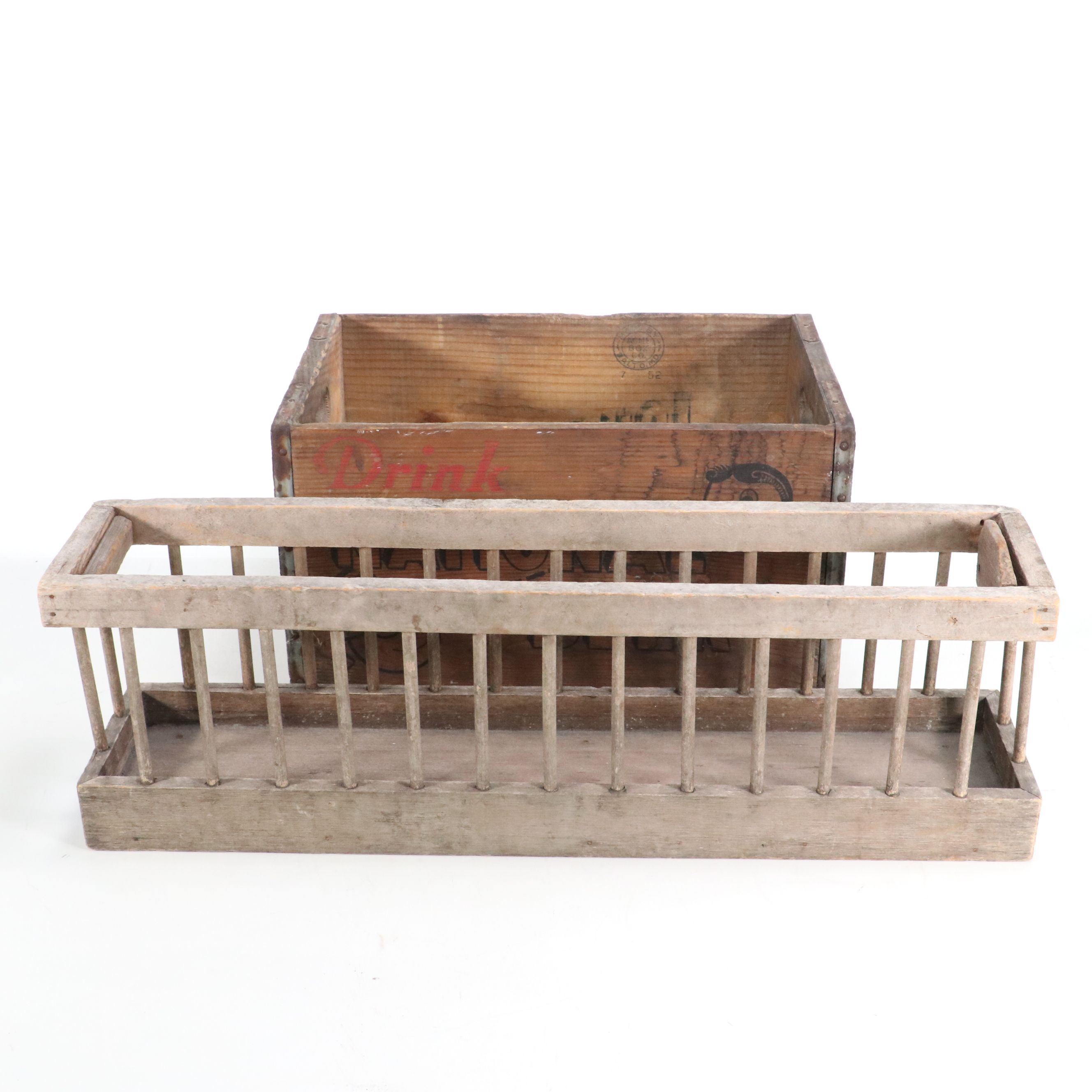 National Beer Wooden Crate with Rustic Wood Chicken Feeder