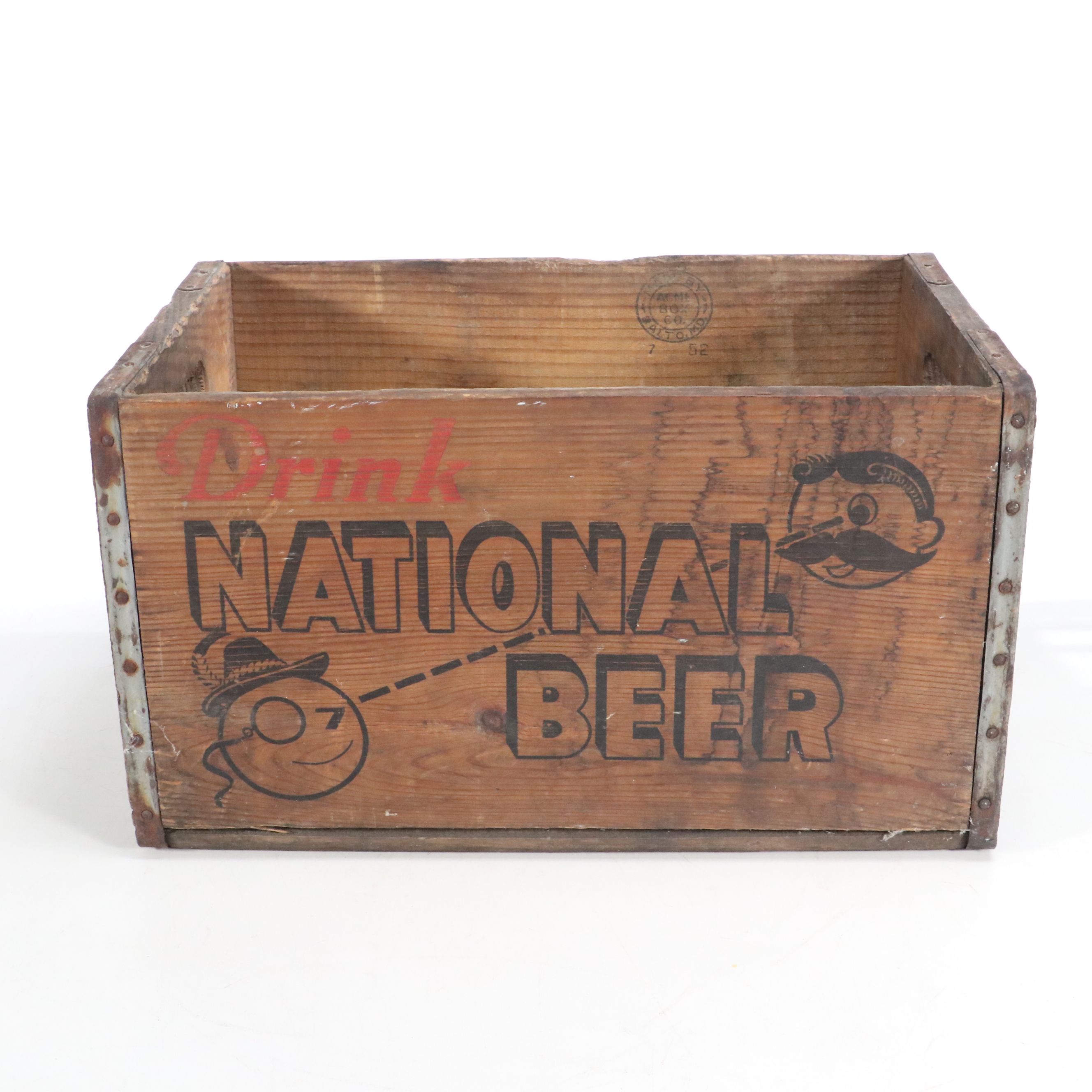 National Beer Wooden Crate with Rustic Wood Chicken Feeder