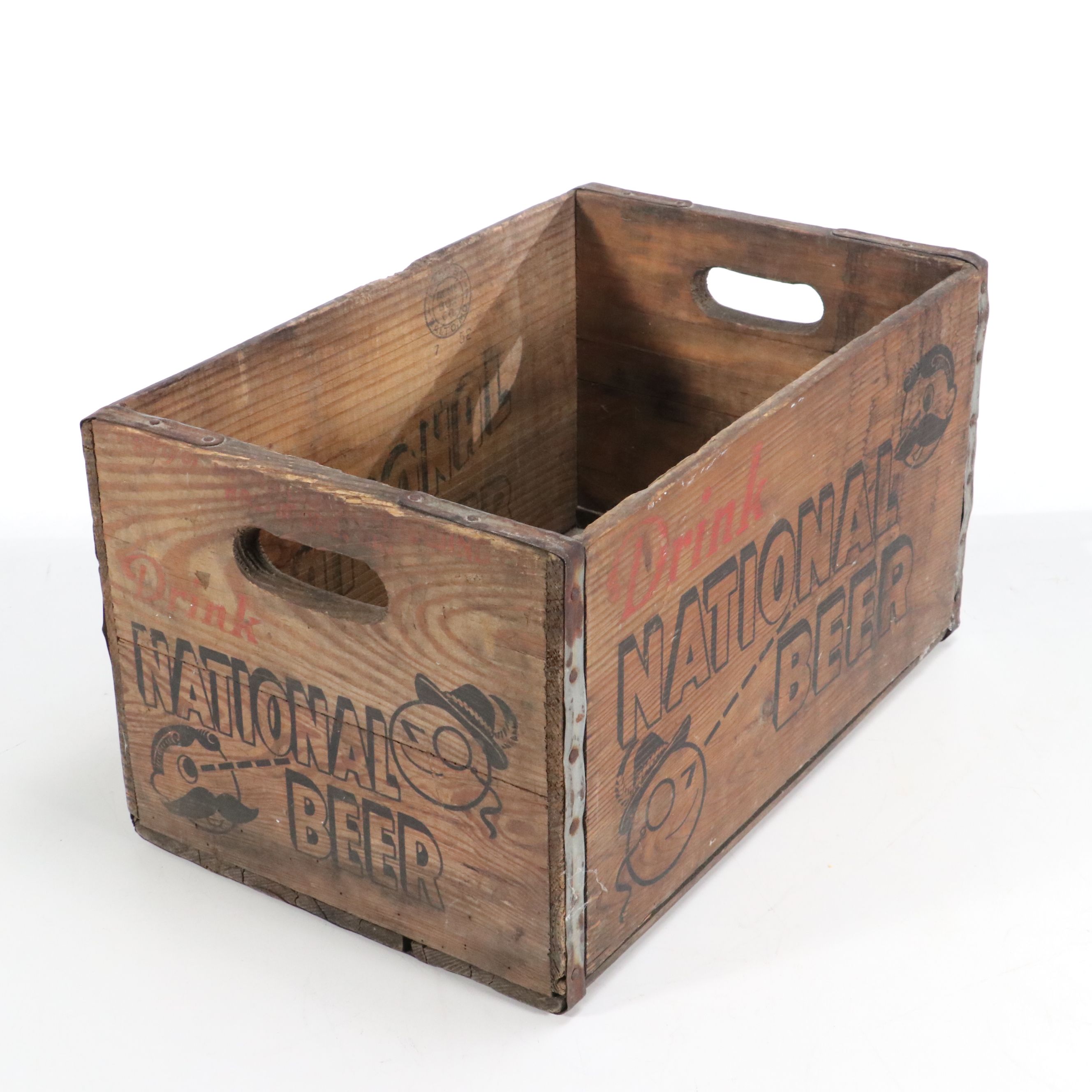 National Beer Wooden Crate with Rustic Wood Chicken Feeder