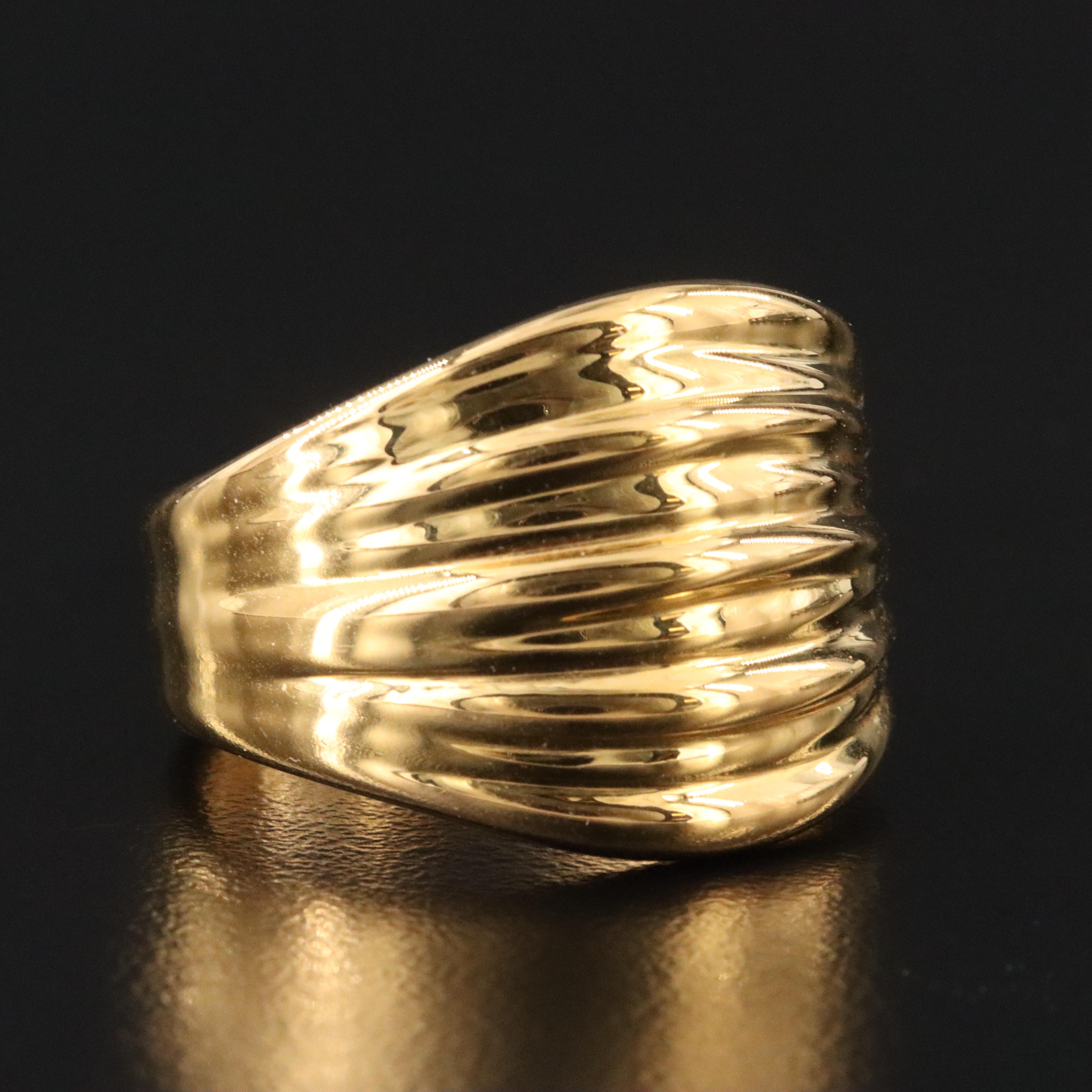 14K Electroformed Fluted Tapered Ring