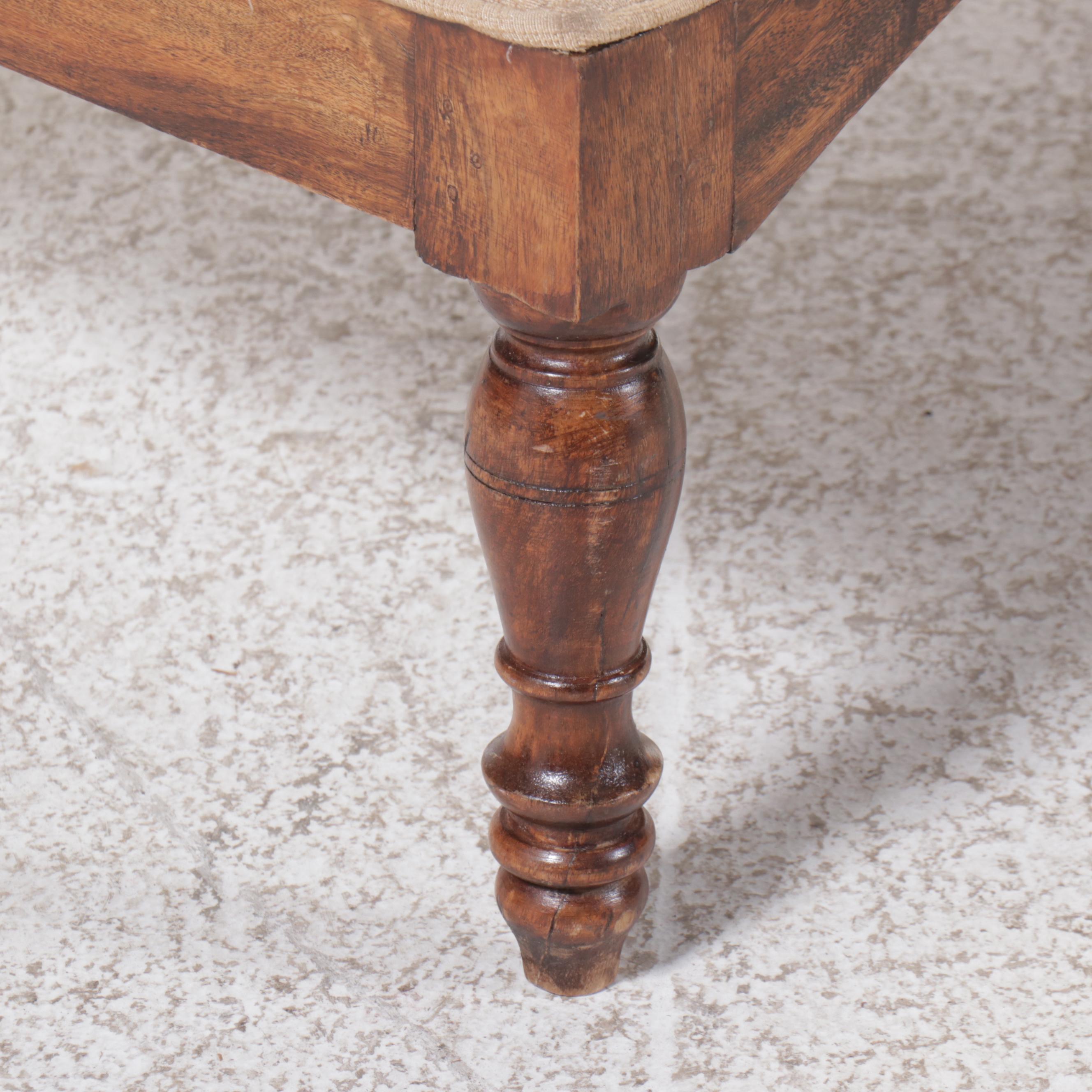 Edwardian Style Walnut Chaise Lounge with Stick and Ball Arms, Early 20th C.