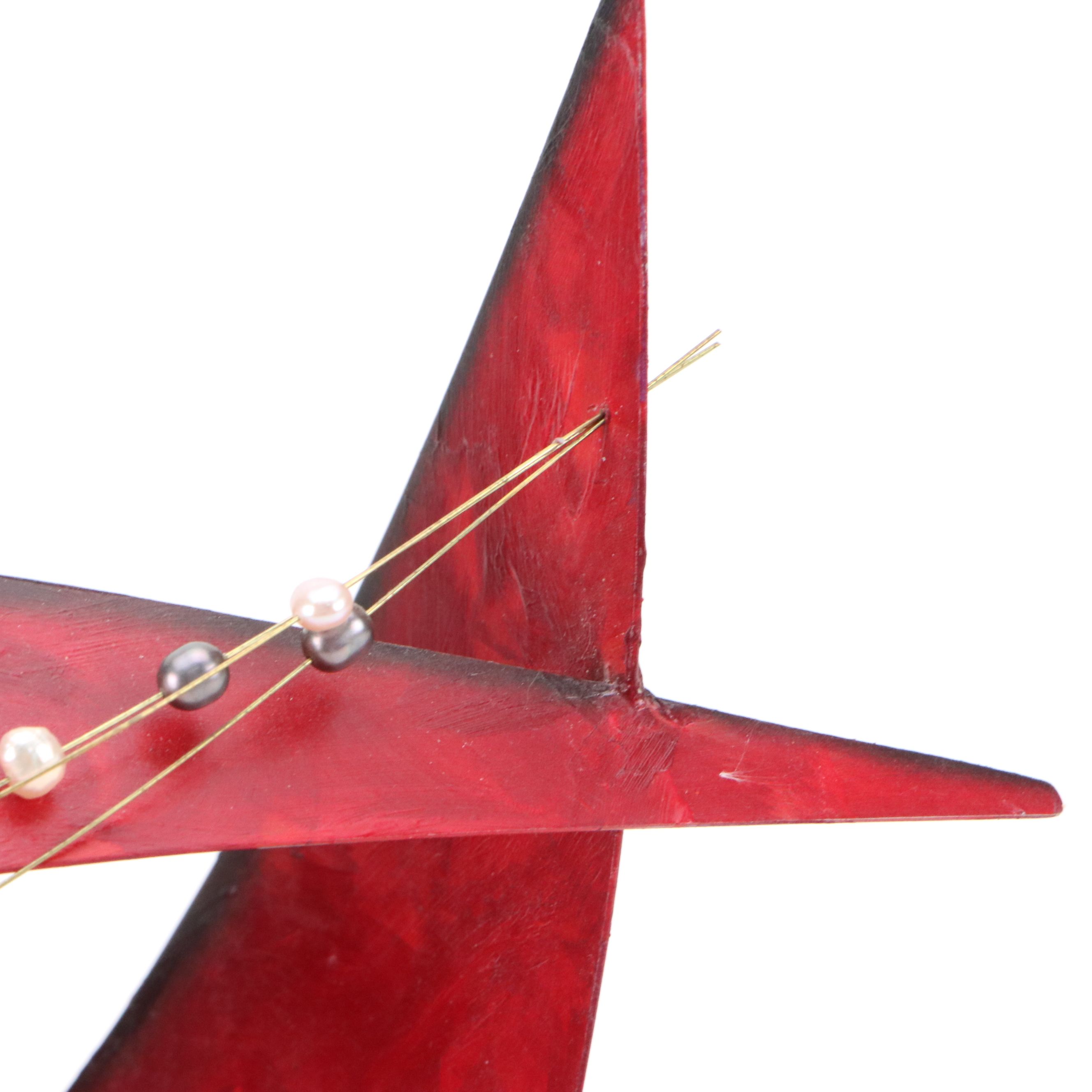 Cheryl Williams Abstract Metal Sculpture with Pearls, Late 20th Century