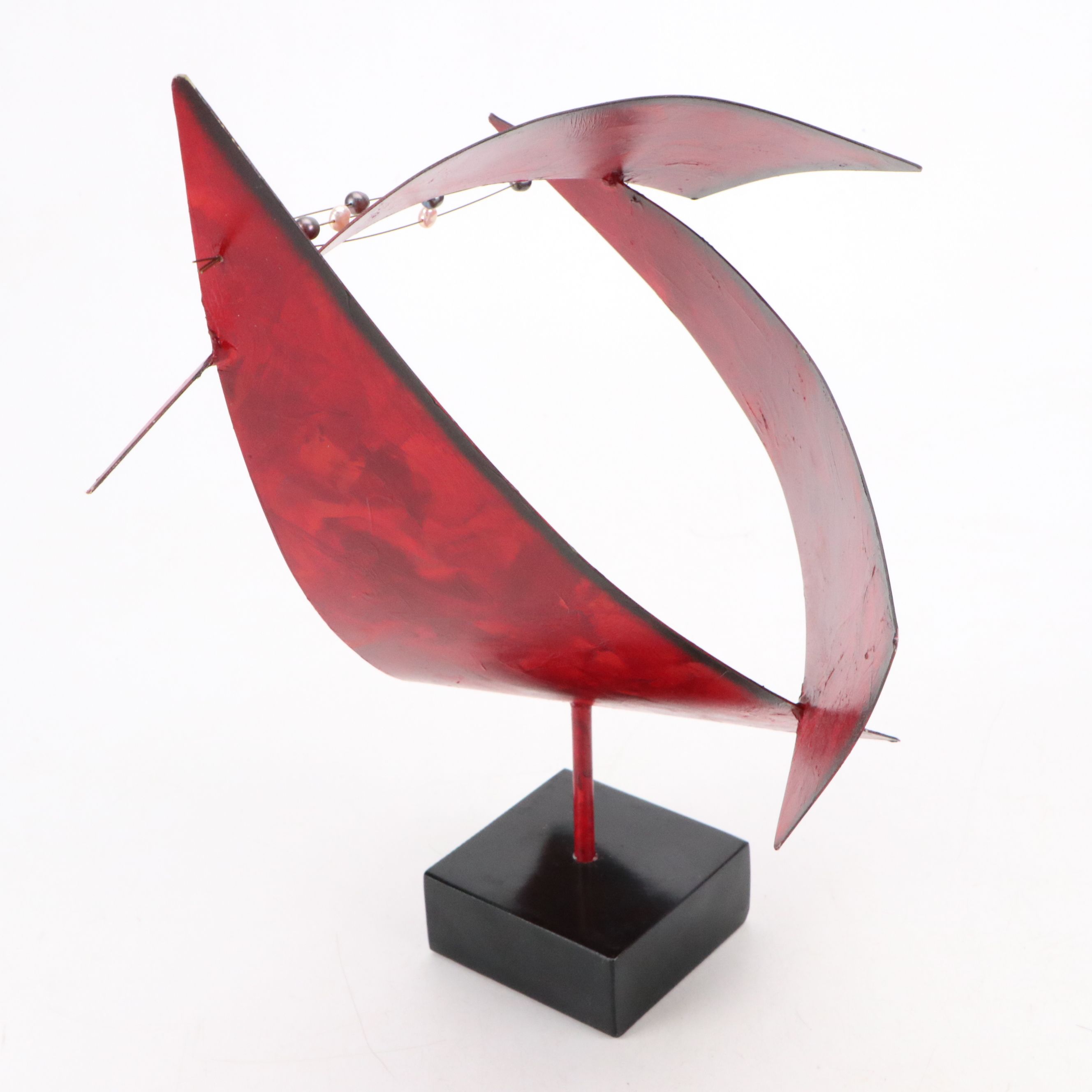 Cheryl Williams Abstract Metal Sculpture with Pearls, Late 20th Century