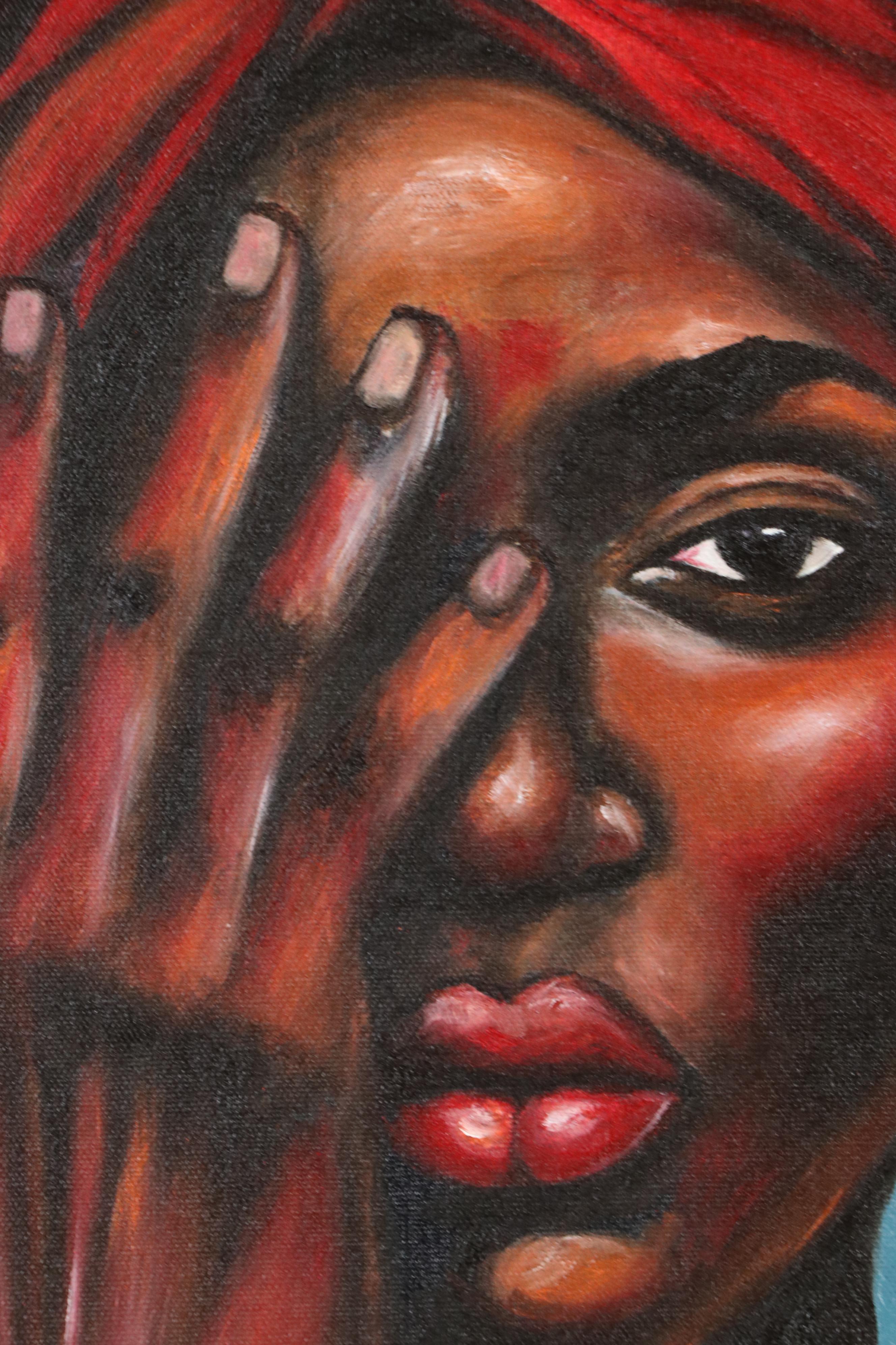 Oluwakemi Omowaire Oil Portrait "Will I Let You In?," 21st Century