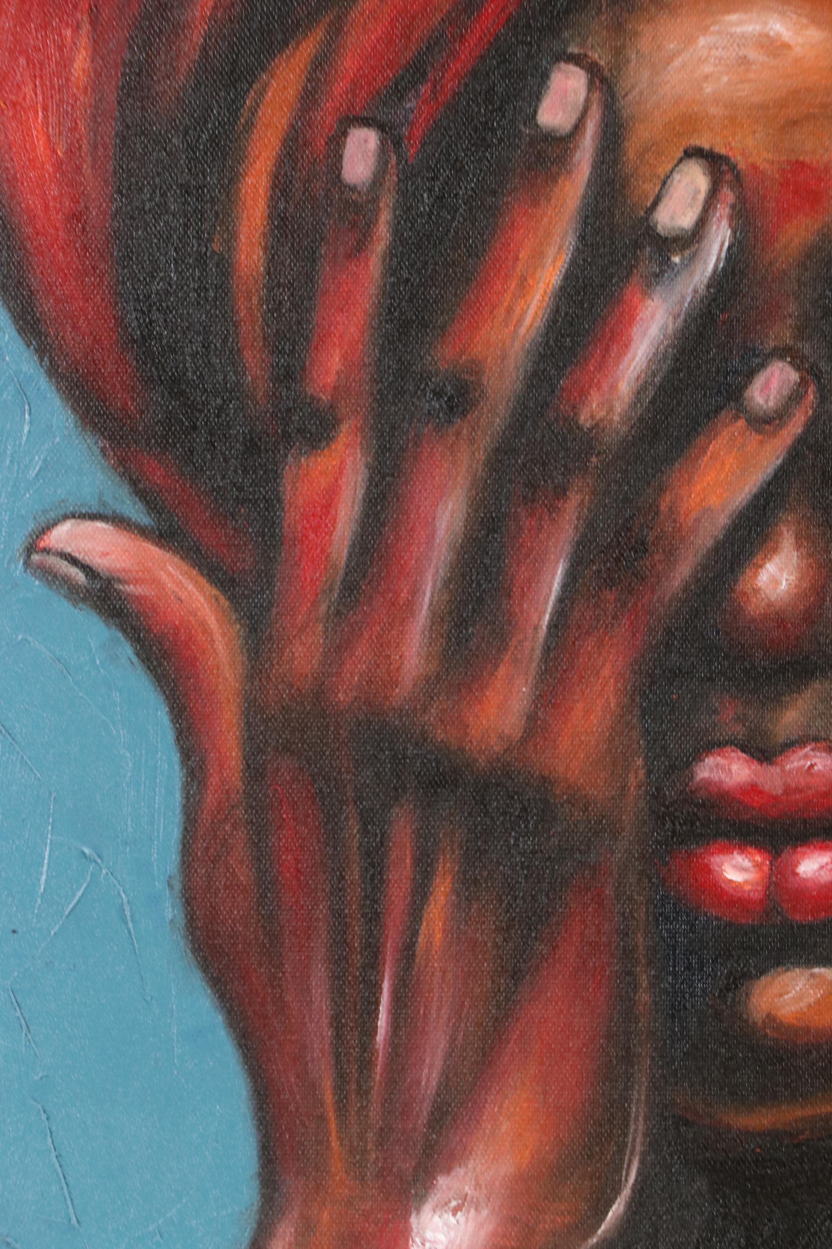 Oluwakemi Omowaire Oil Portrait "Will I Let You In?," 21st Century