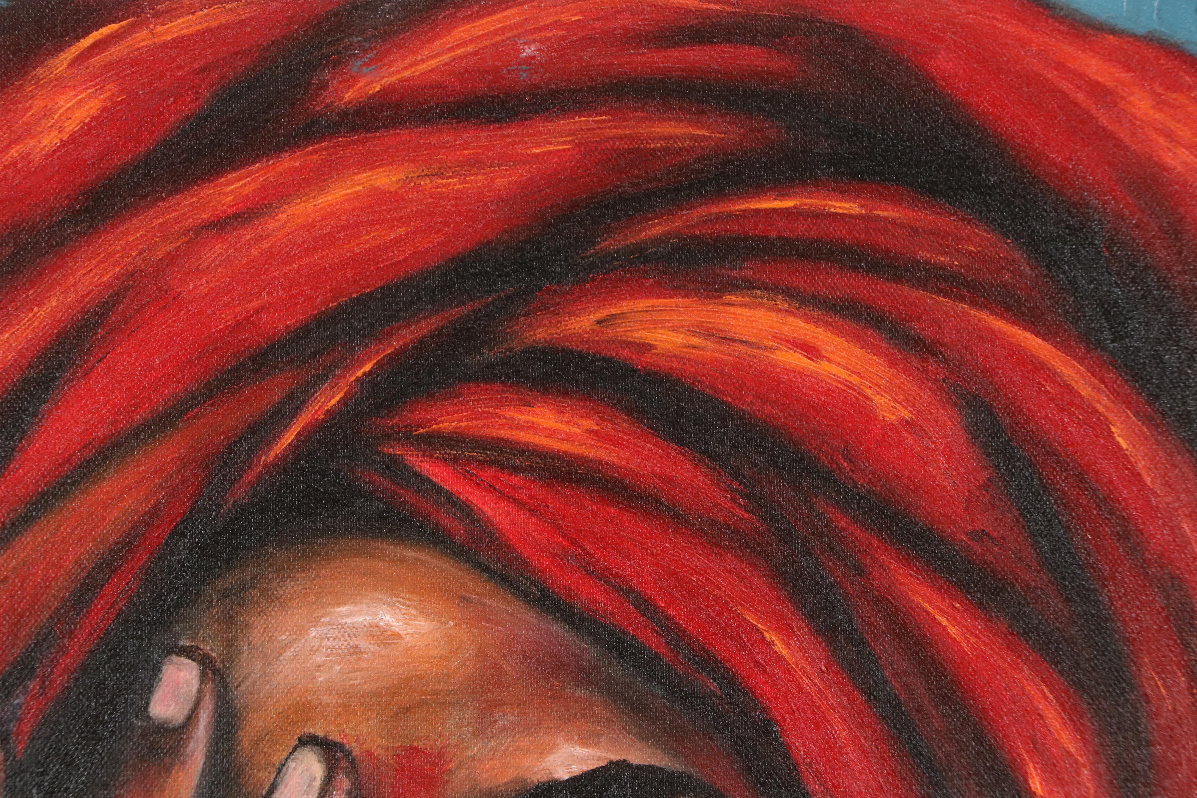 Oluwakemi Omowaire Oil Portrait "Will I Let You In?," 21st Century