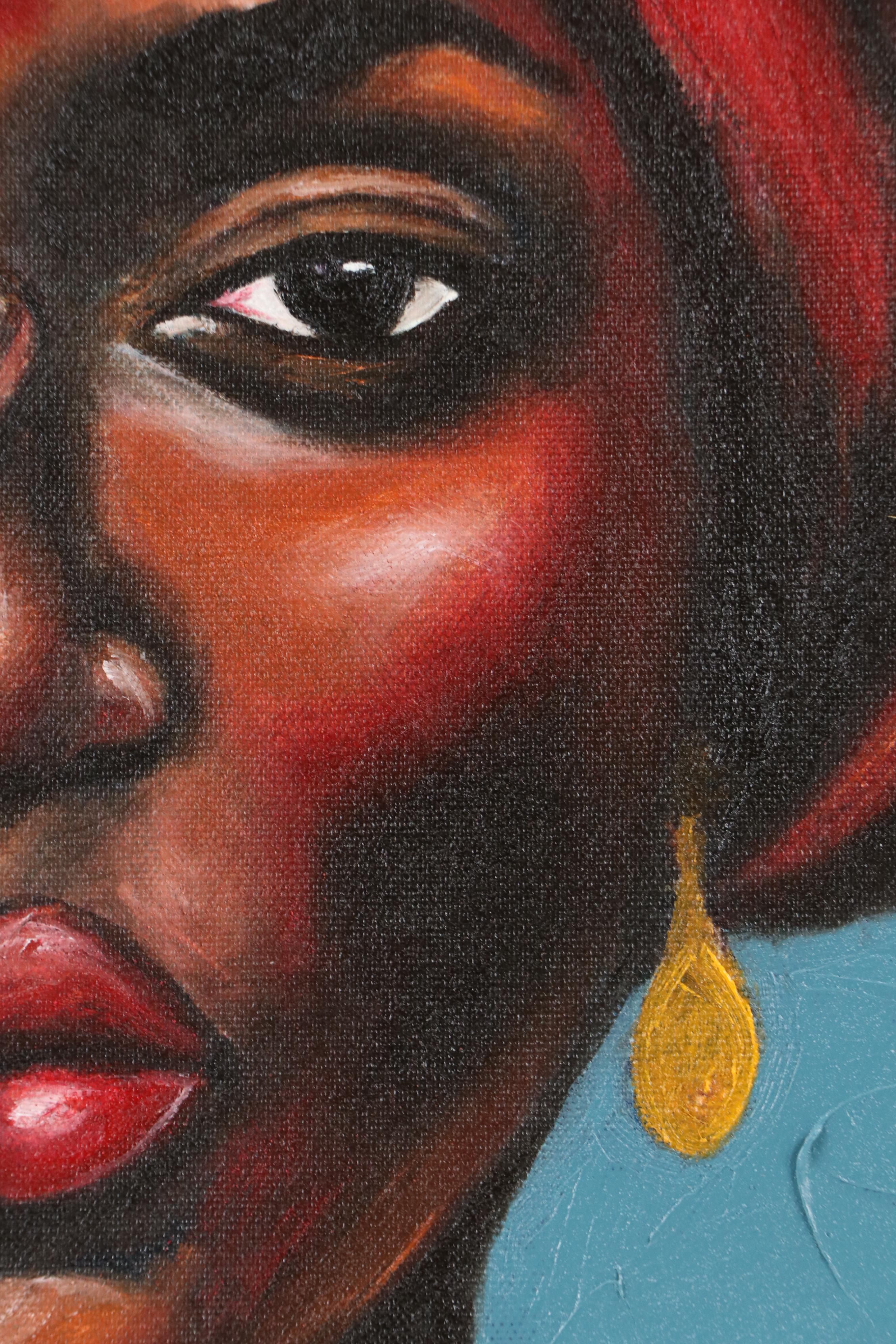 Oluwakemi Omowaire Oil Portrait "Will I Let You In?," 21st Century