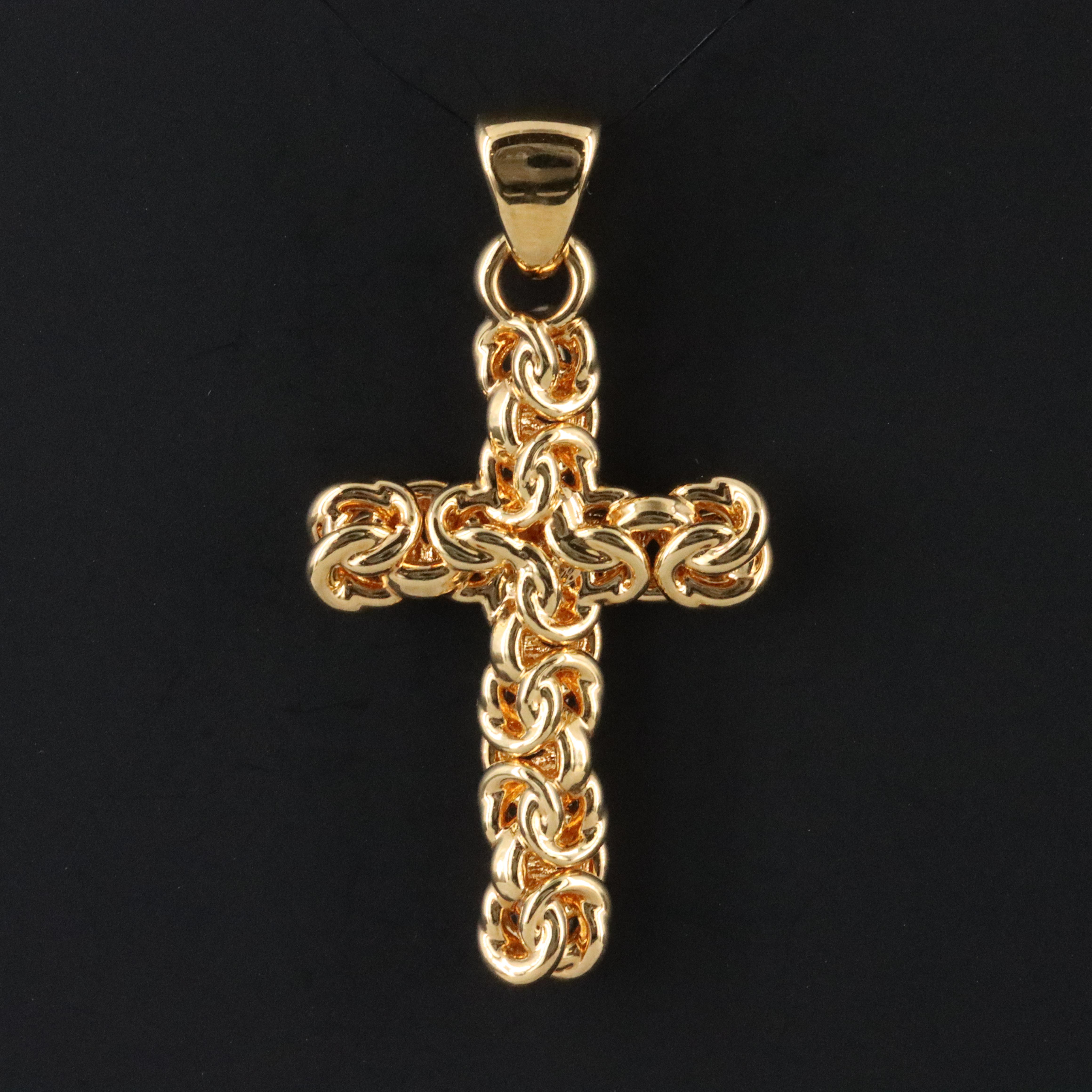 14K Electroformed Byzantine Chain Cross Pendant
