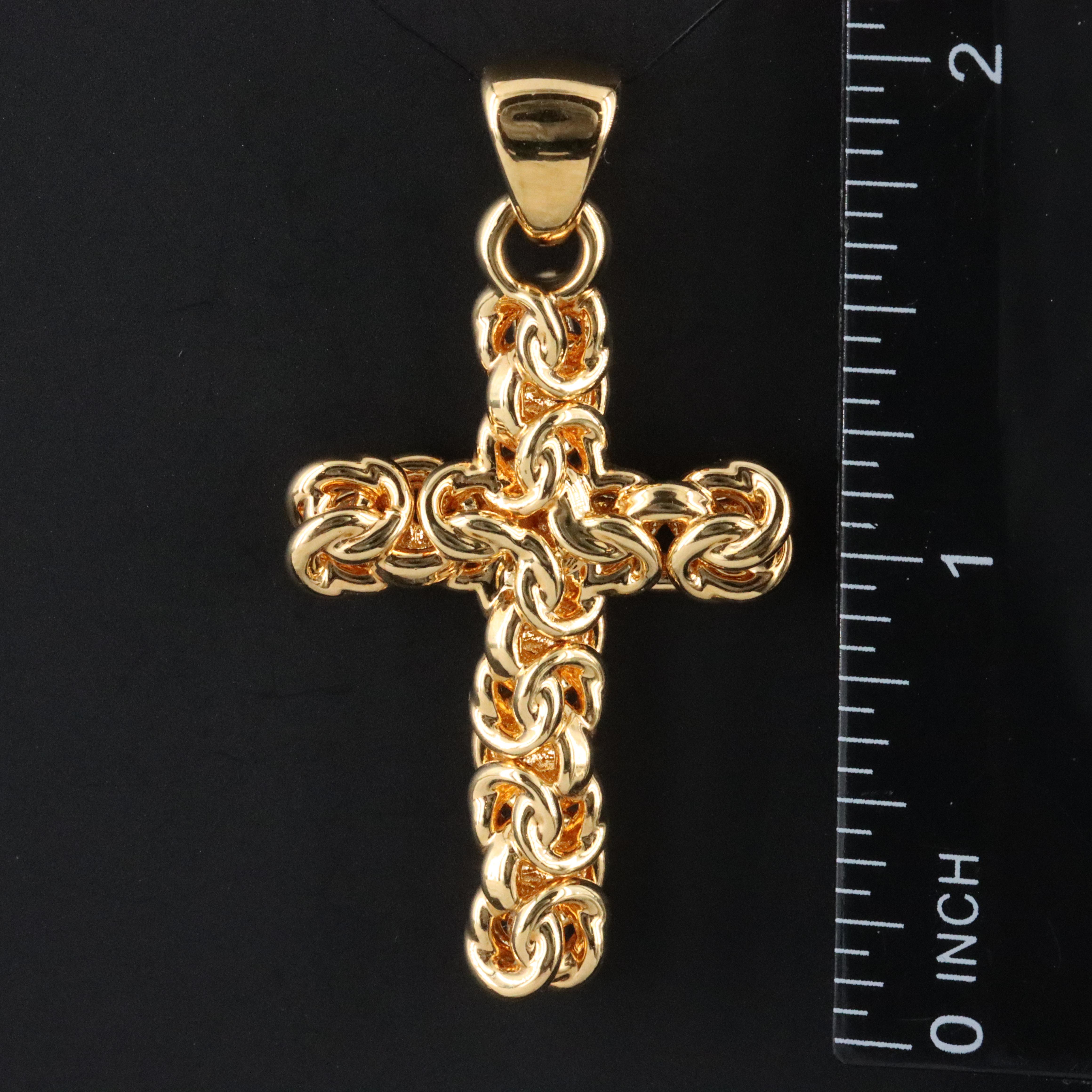 14K Electroformed Byzantine Chain Cross Pendant