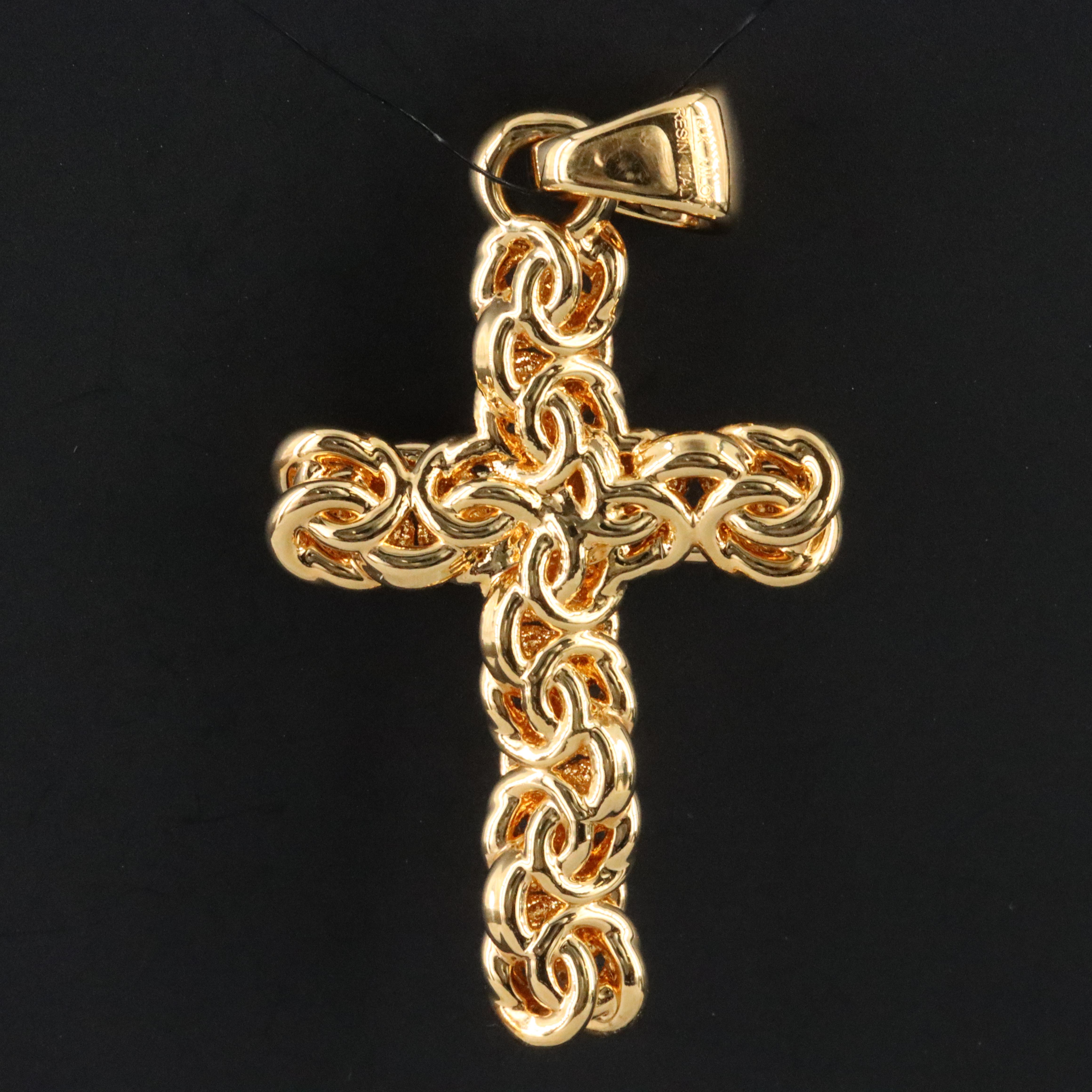 14K Electroformed Byzantine Chain Cross Pendant