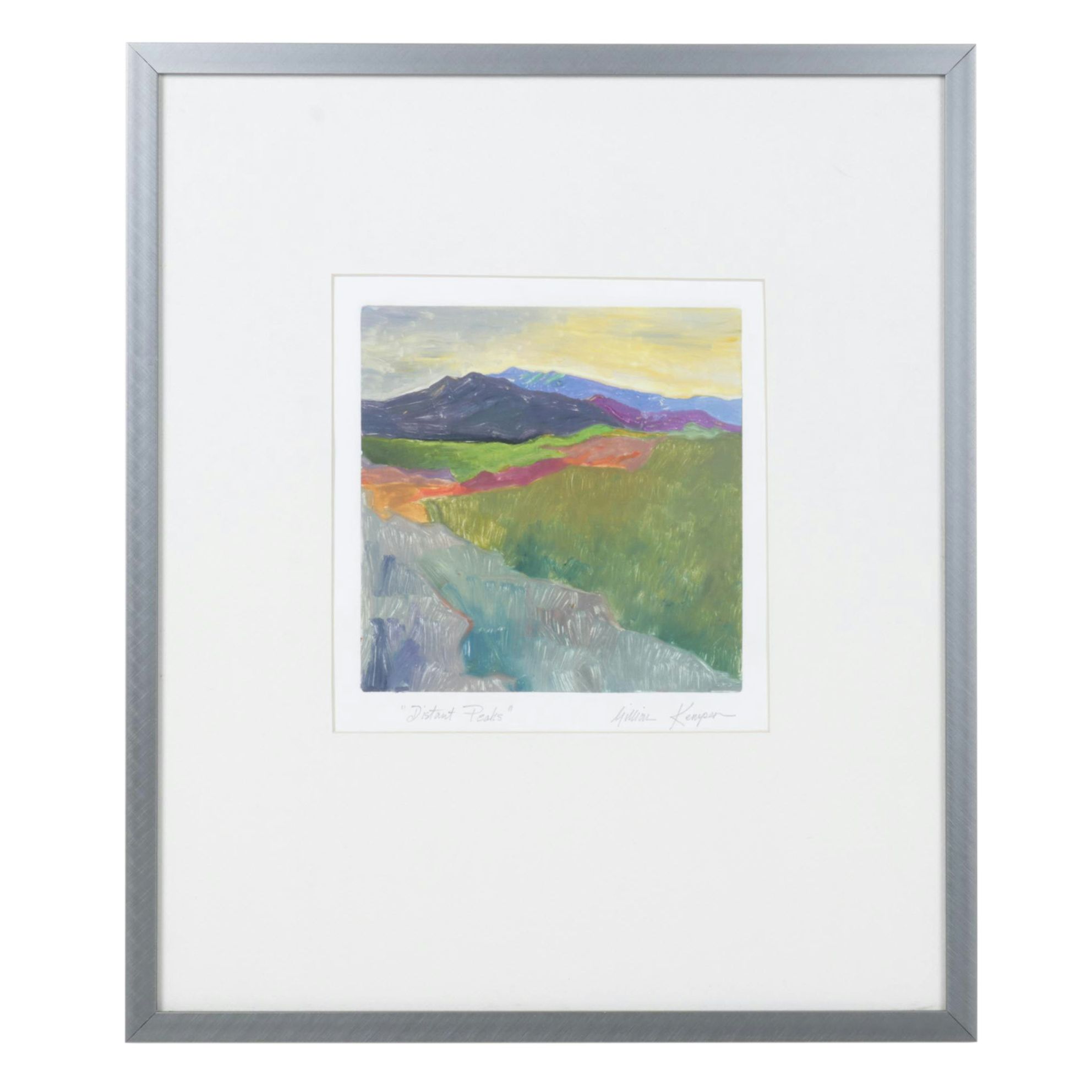 Gillian Kemper "Distant Peaks" Oil Monotype, Early 21st Century