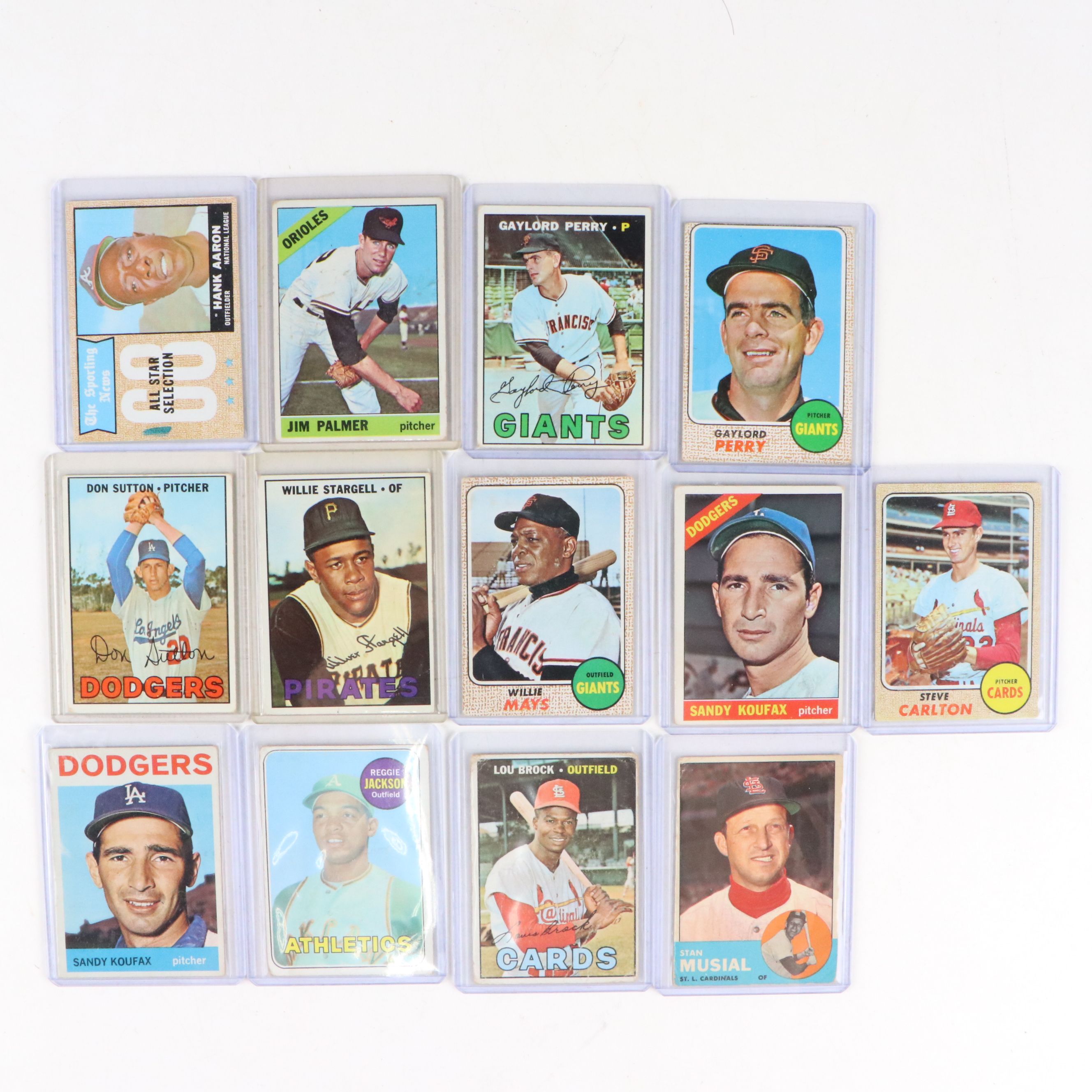 Topps Baseball Cards Featuring Reggie Jackson and Jim Palmer Rookies, 1960s