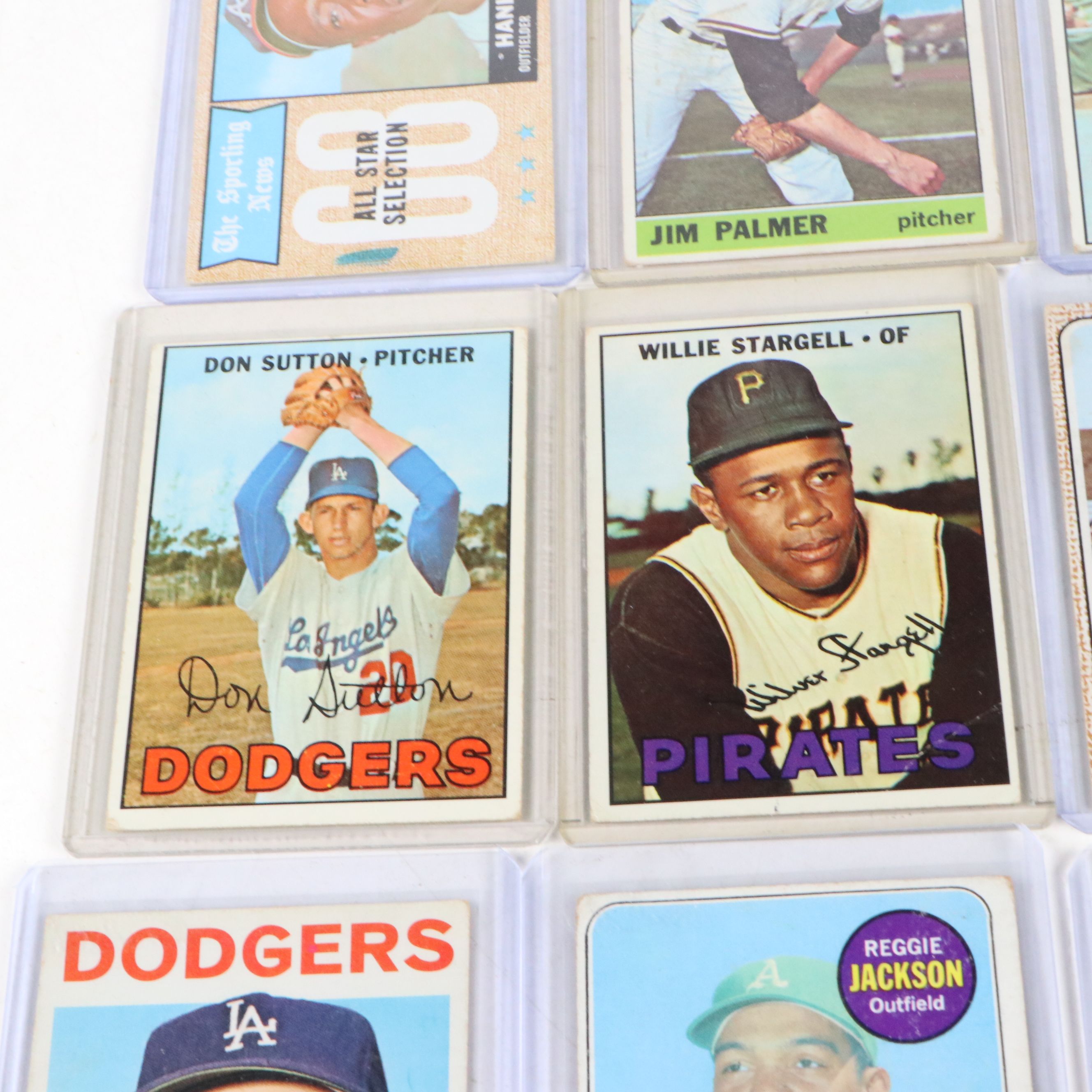 Topps Baseball Cards Featuring Reggie Jackson and Jim Palmer Rookies, 1960s