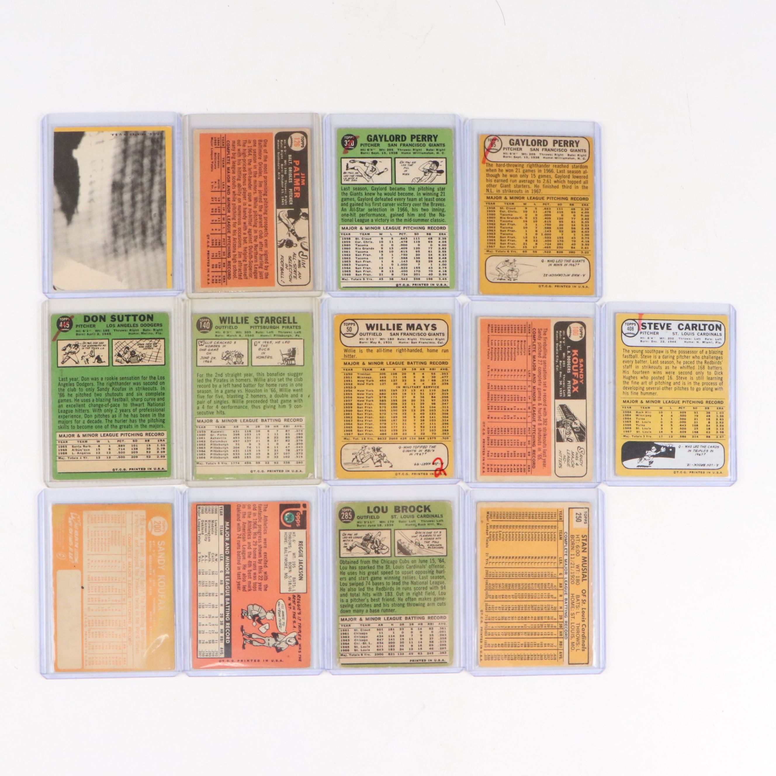 Topps Baseball Cards Featuring Reggie Jackson and Jim Palmer Rookies, 1960s