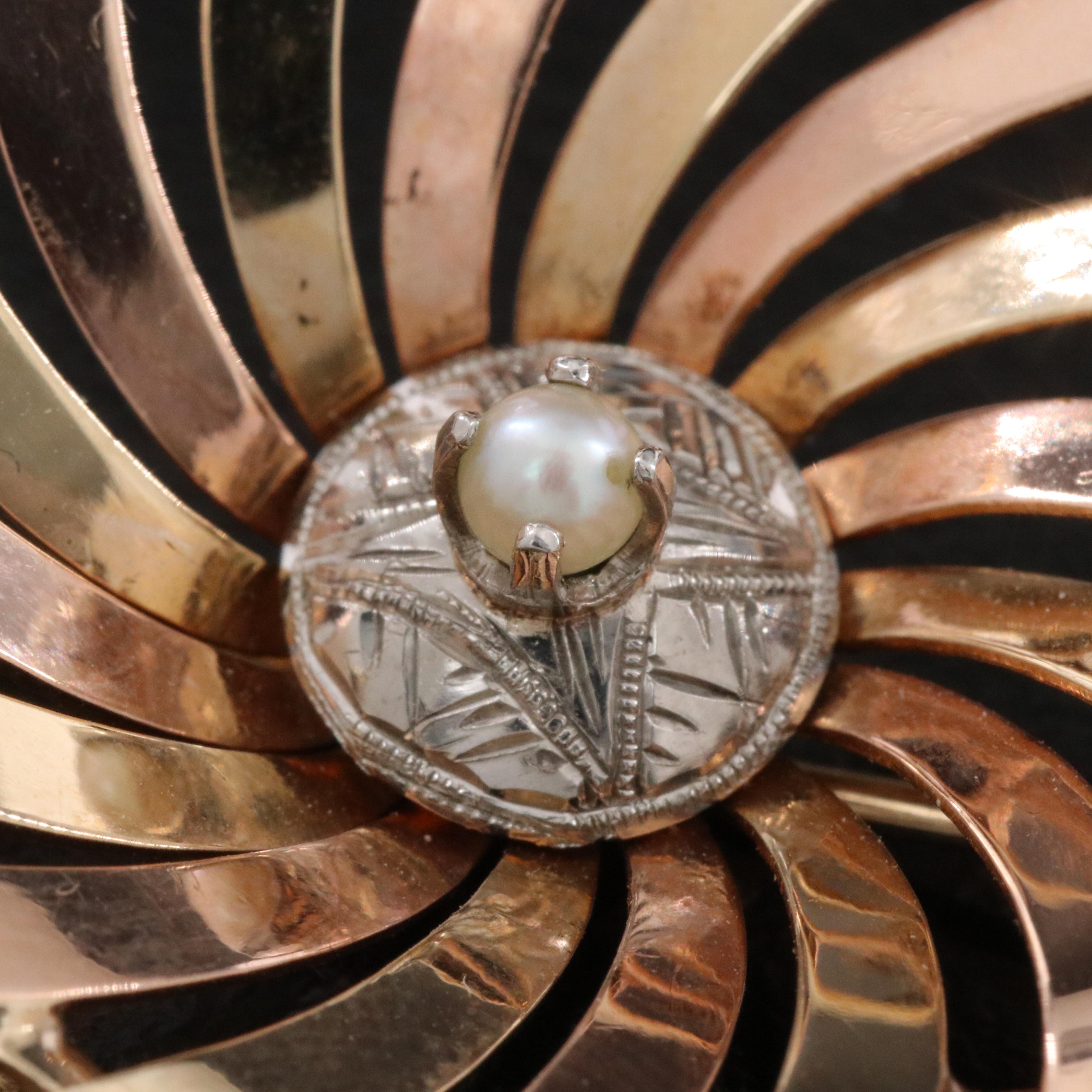 Retro 14K Seed Pearl Brooch