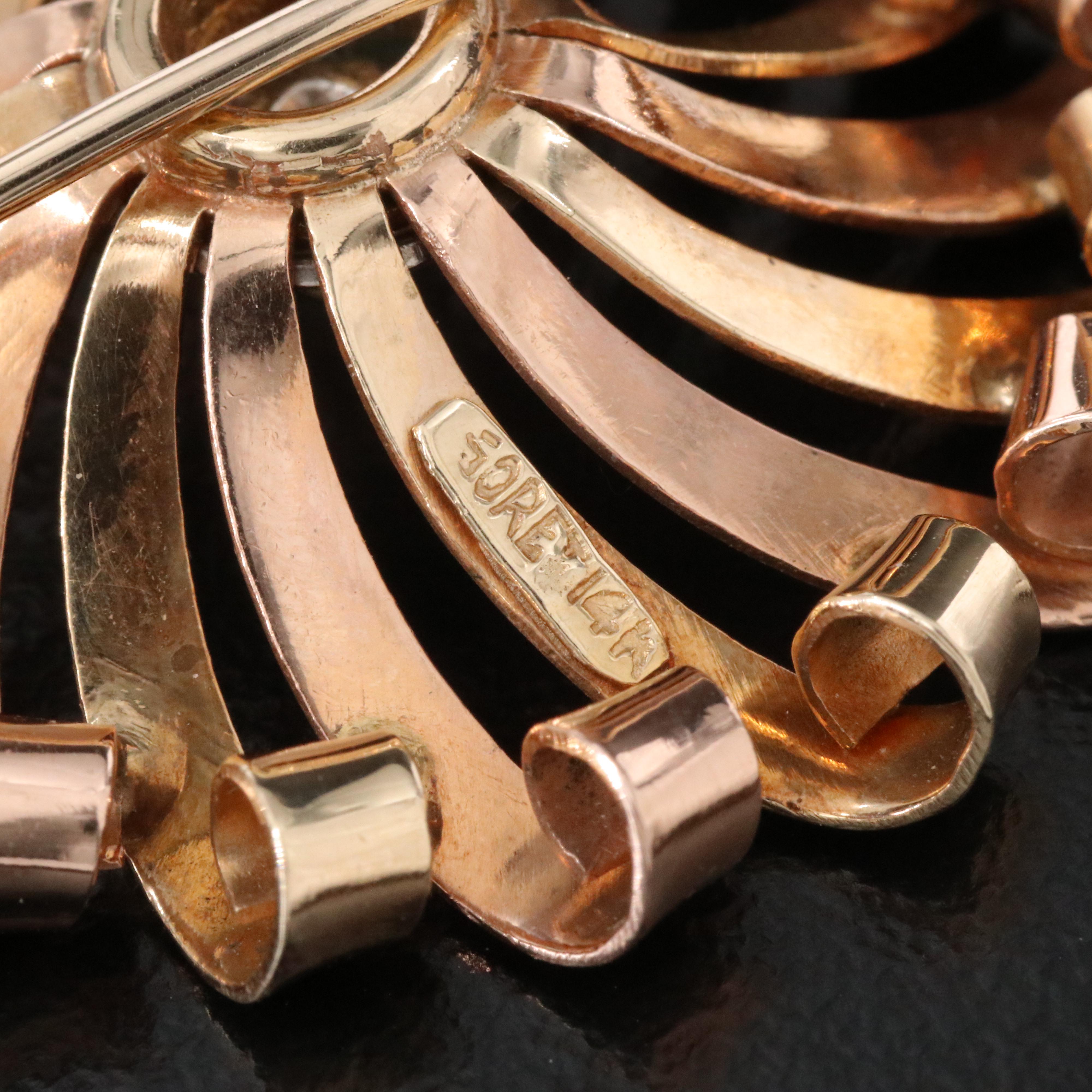 Retro 14K Seed Pearl Brooch