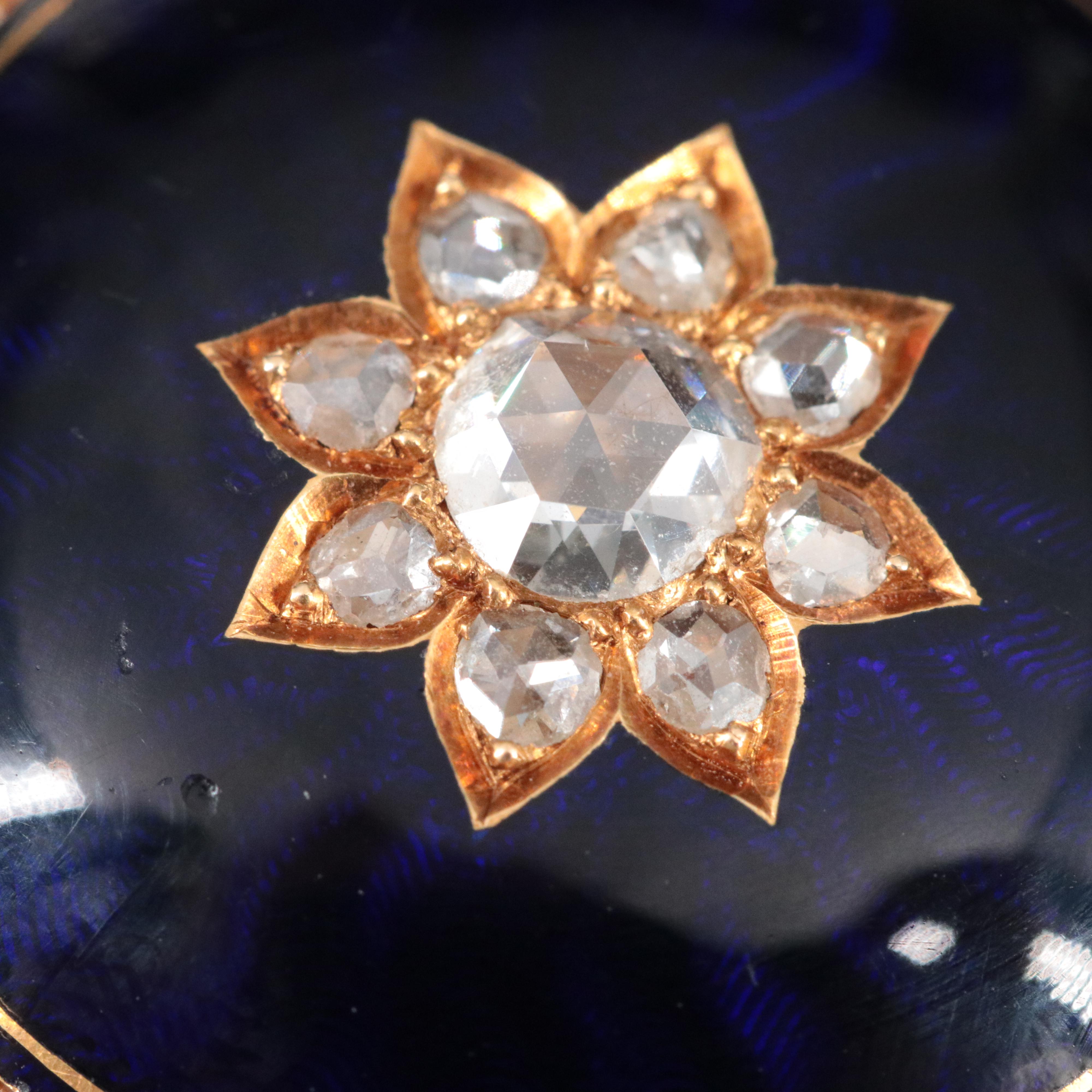 Antique 18K Blue Enamel Custom .50 CTW Diamond Pocket Watch