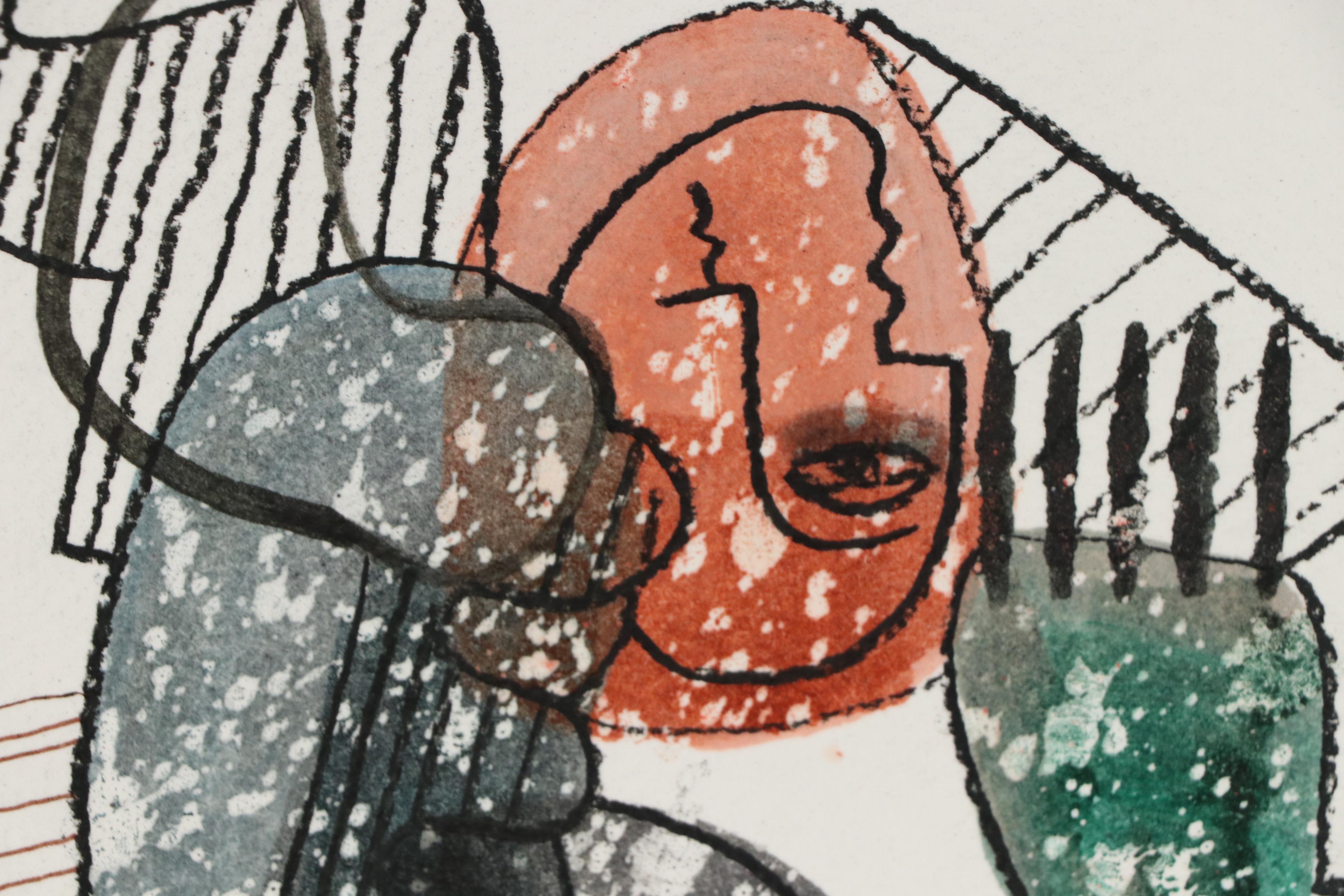 Michel Blázquez Surrealist Mixed Media Painting "Untitled Serie #48," 2025