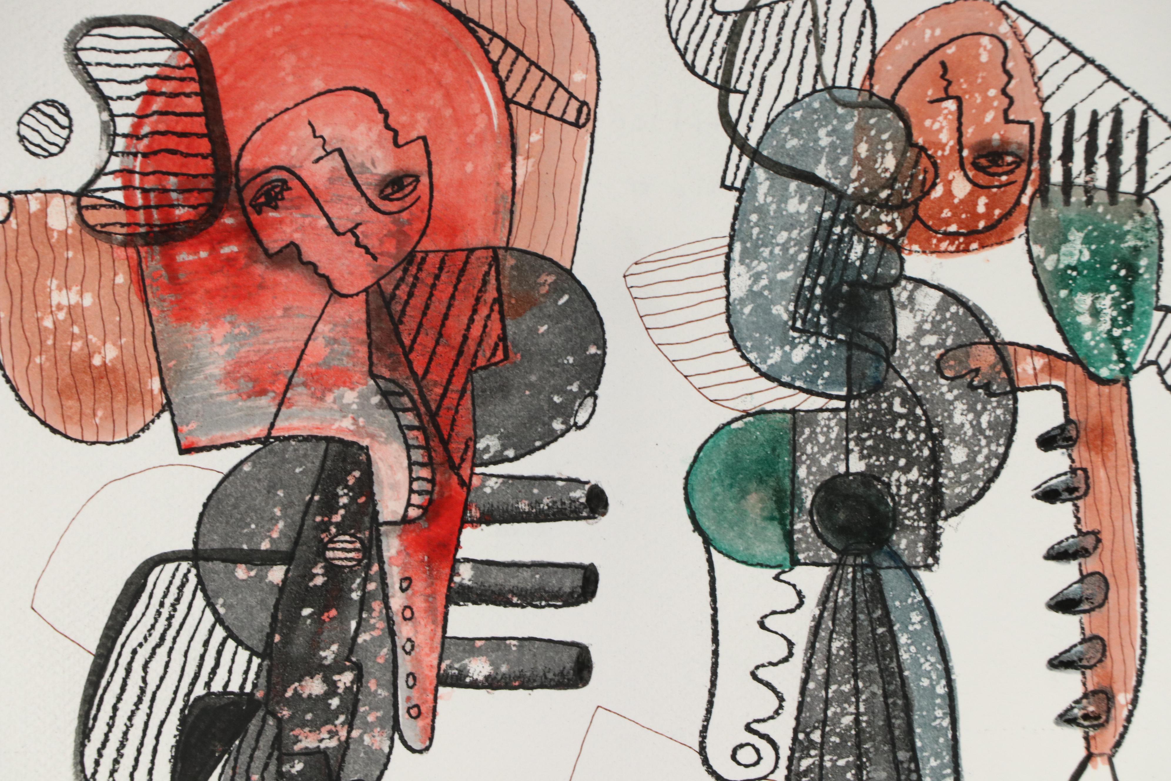 Michel Blázquez Surrealist Mixed Media Painting "Untitled Serie #48," 2025