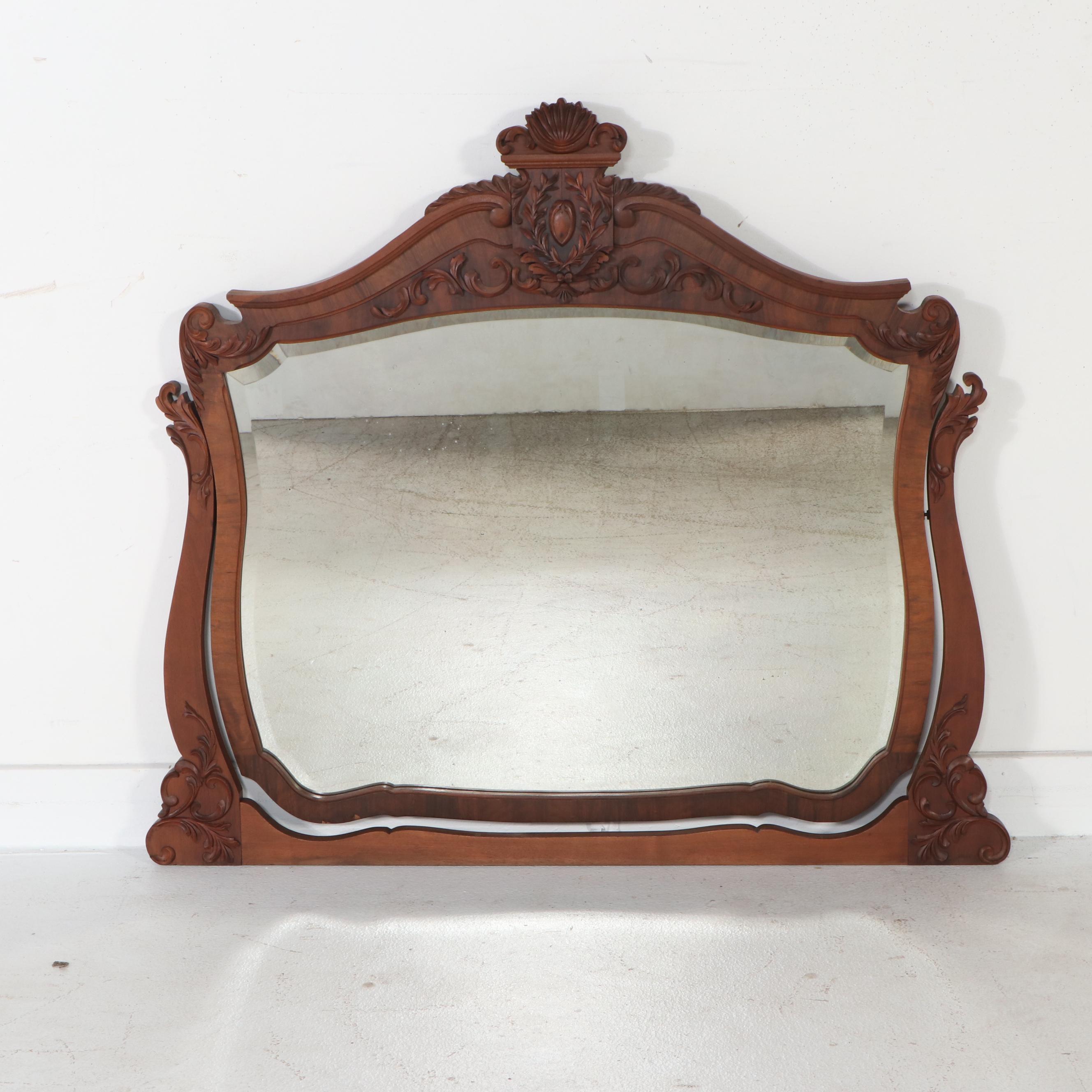 Serpentine Front Burl Wood Dresser with Marble Top