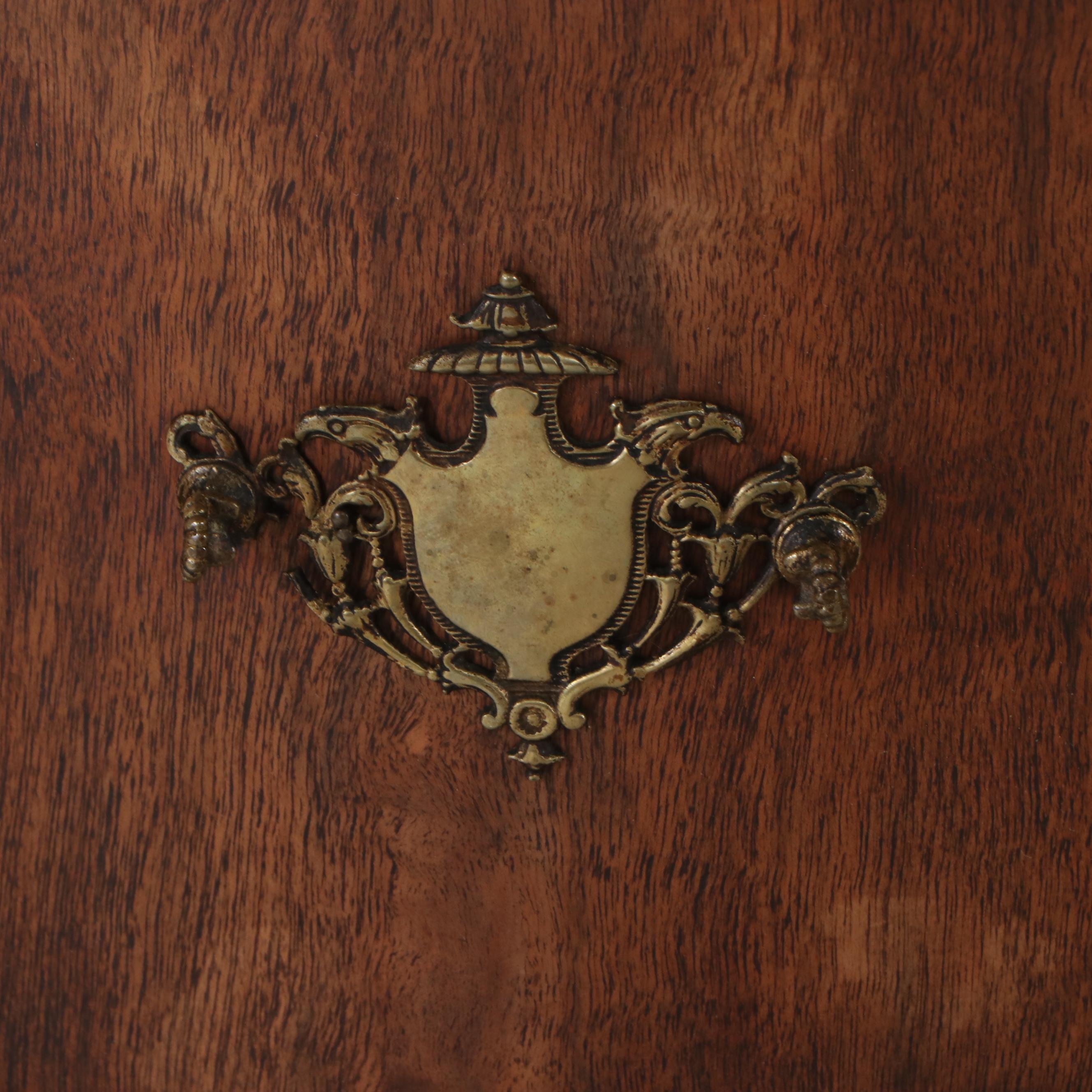 Serpentine Front Burl Wood Dresser with Marble Top